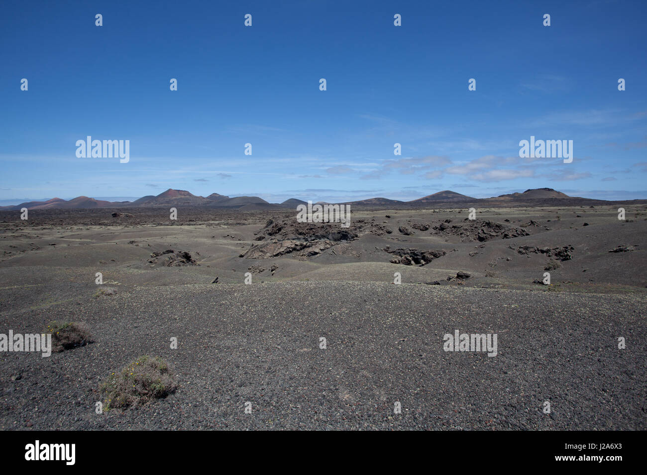 Paysage de lave à sec sur Lanzarote. Banque D'Images