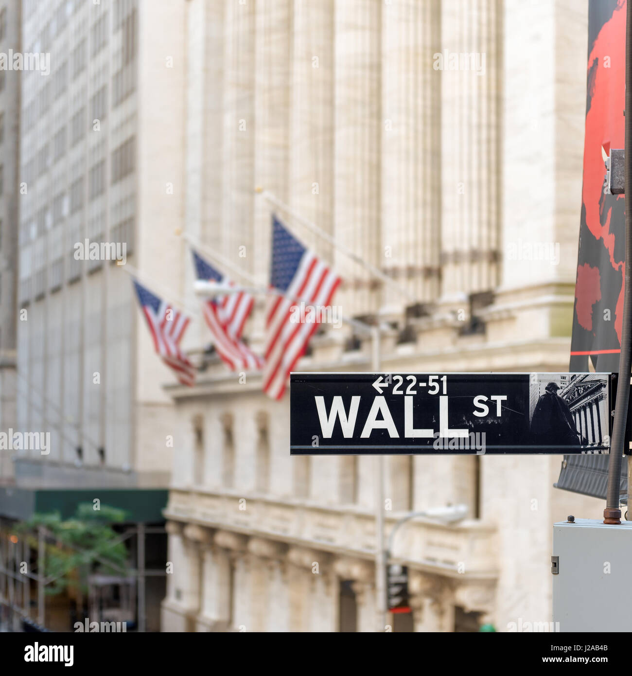 Signe de Wall Street et New York Stock Exchange. Banque D'Images