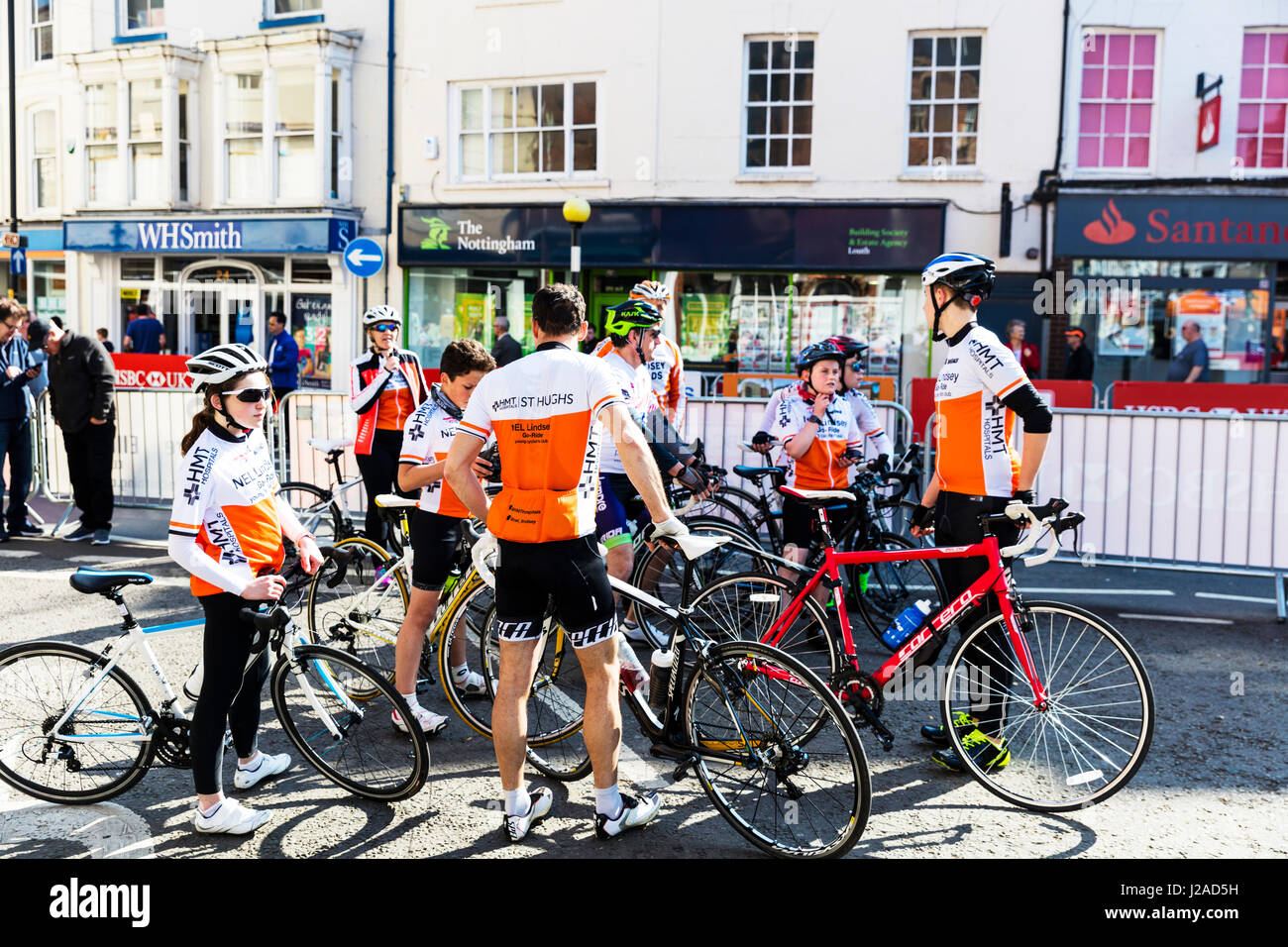 Visite de l'Wolds dans Louth Lincolnshire UK Angleterre 09/04/2017Vélo britannique HSBC UK National Women's Professional Cycling route série equipes et profe Banque D'Images