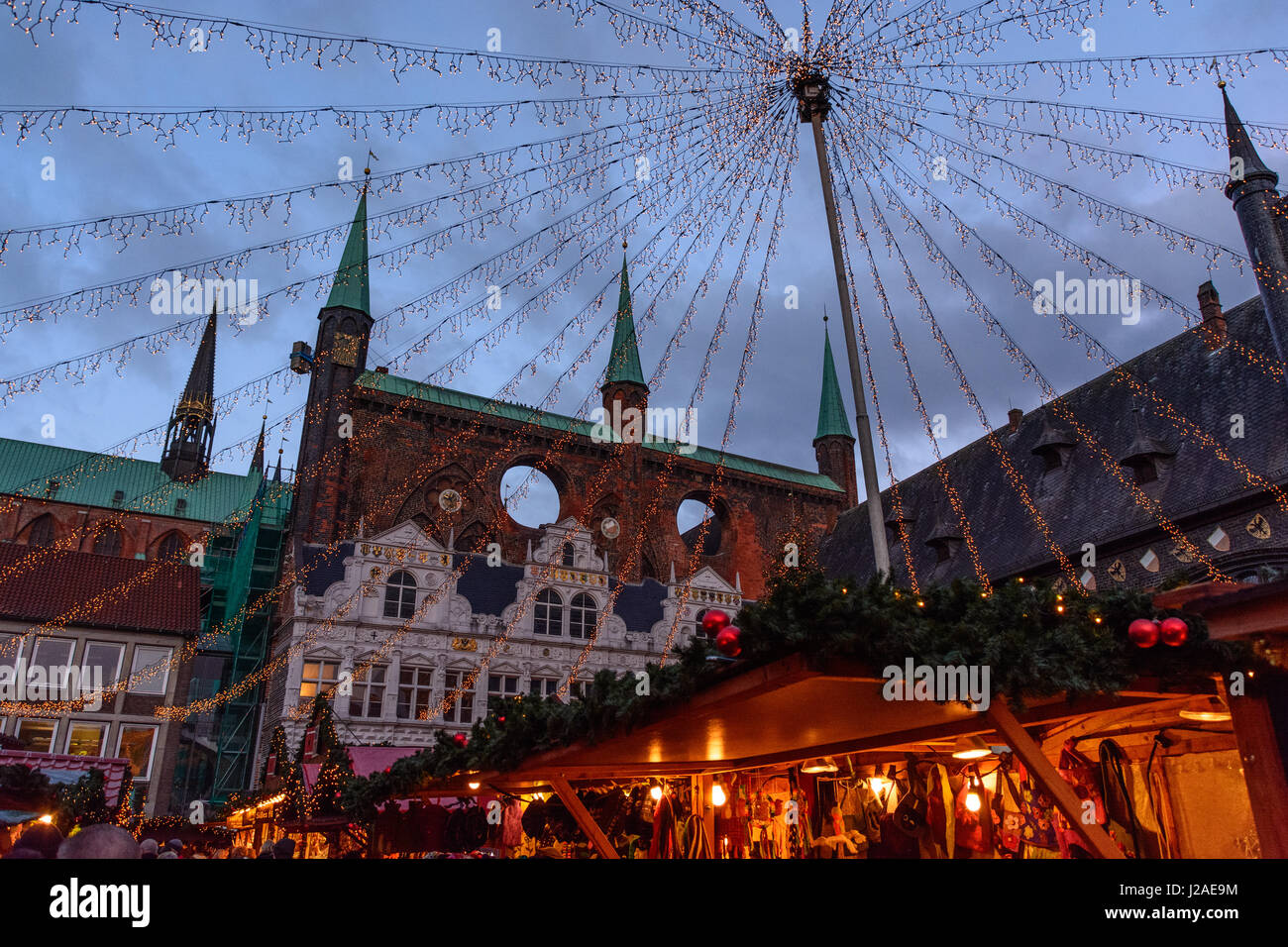 Allemagne, Schleswig-Holstein, Lübeck, Marché de Noël, Lübeck est l'Héritage Culturel Mondial de l'UNESCO Banque D'Images