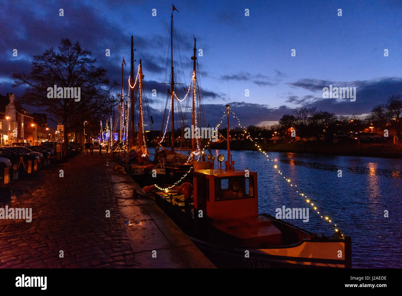 Allemagne, Schleswig-Holstein, Lübeck, Marché de Noël, An der Trave Banque D'Images