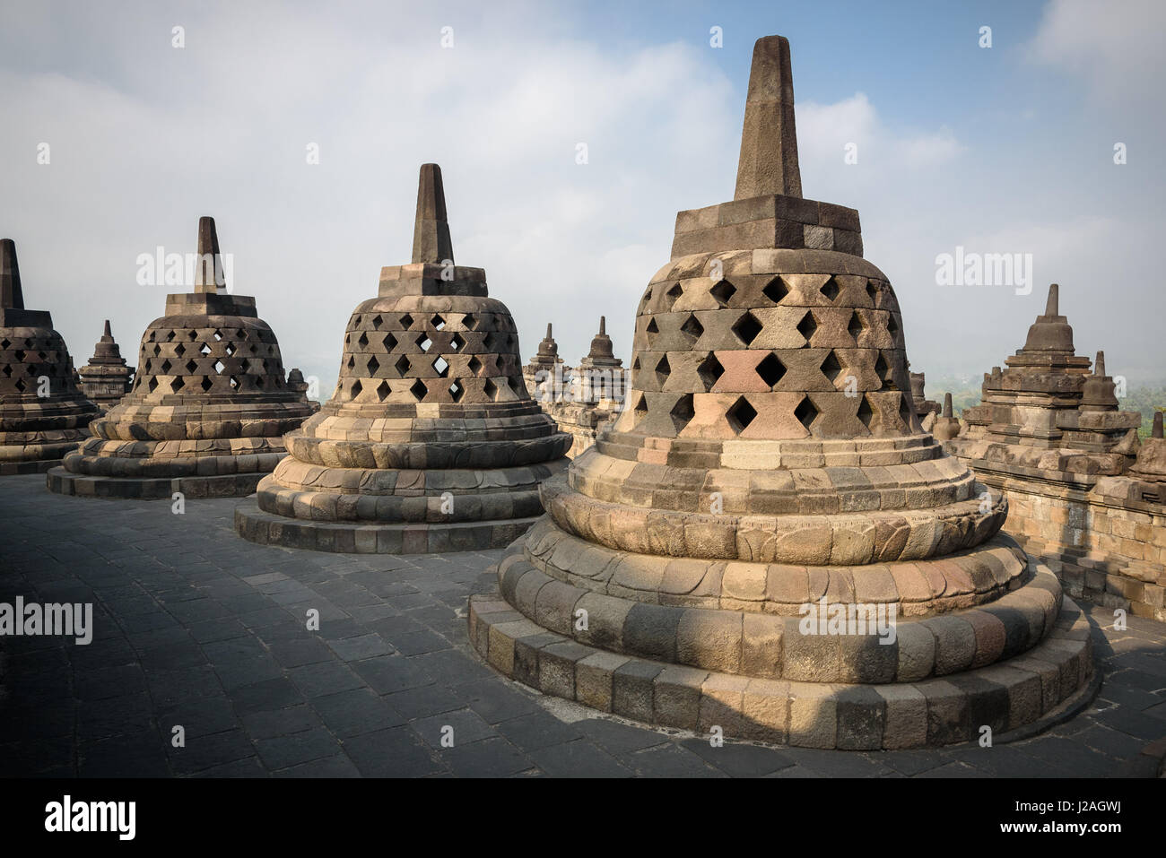L'Indonésie, Java Tengah, Magelang, le Borobodur est l'un des plus importants temples bouddhiques de l'Asie du Sud-Est et du patrimoine culturel mondial de l'UNESCO Banque D'Images
