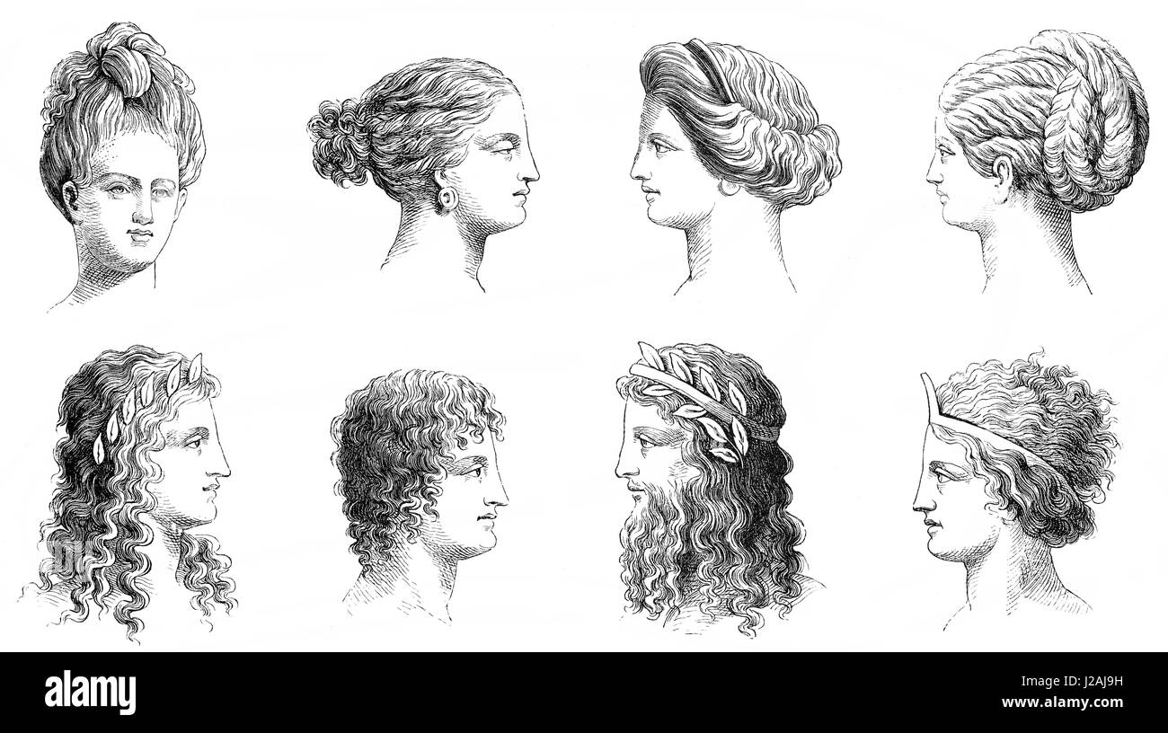 Coiffures traditionnelles dans l'ancienne Grèce Banque D'Images