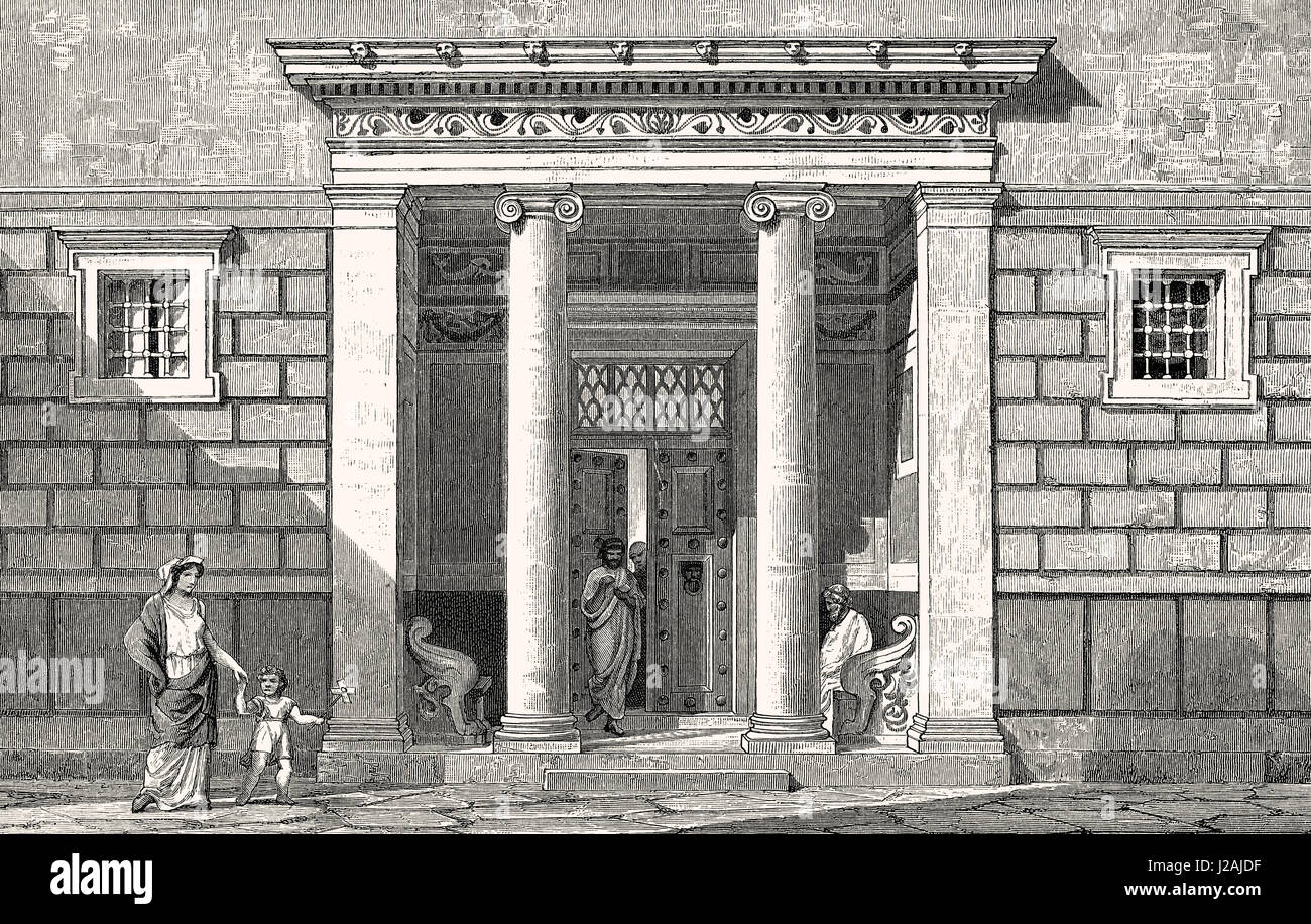 L'entrée d'une maison dans l'ancienne Grèce Banque D'Images