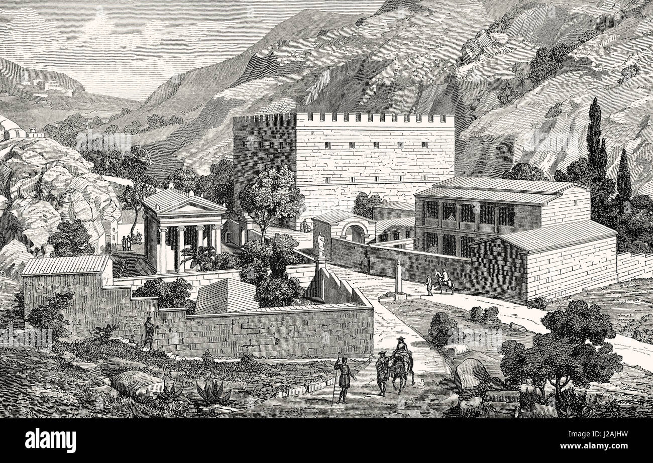 Temple d'Aphrodite sur la route d'Eleusis à Athènes classique, à l'Ouest l'Attique, en Grèce ancienne Banque D'Images