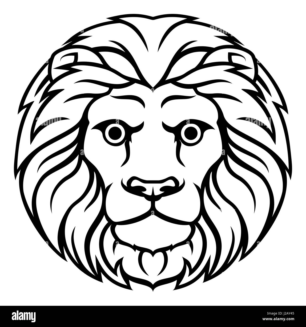 Horoscope astrologie signes du zodiaque, symbole lion Leo circulaire Banque D'Images