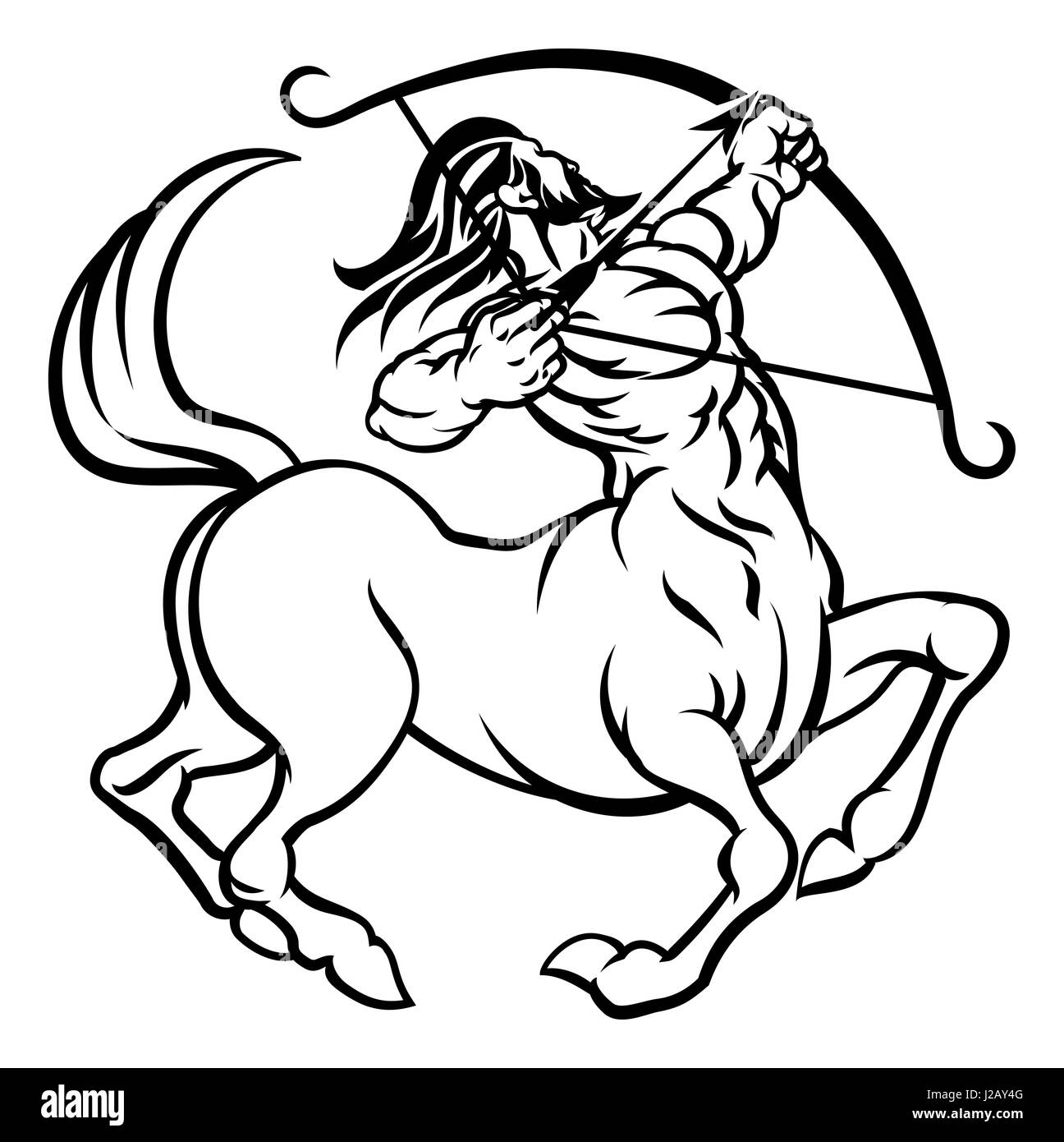 Circulaire d'un archer Sagittaire signe du zodiaque Astrologie horoscope centaur icon Banque D'Images