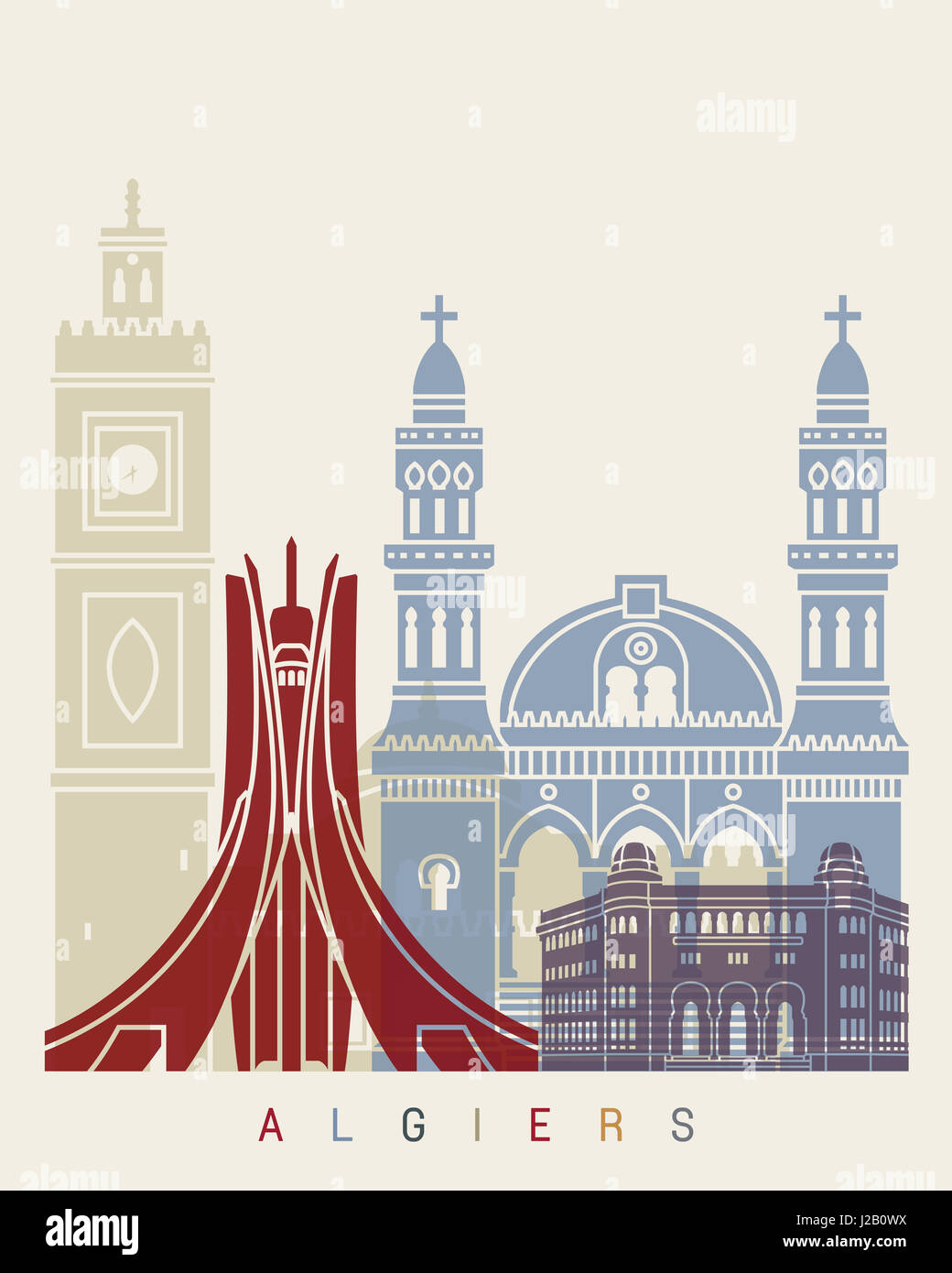 Dans l'affiche de la ville de Alger fichier vectoriel éditable Banque D'Images