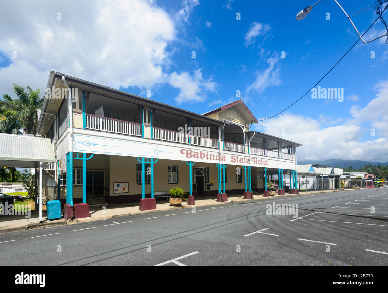 État Babinda Hôtel sur la rue principale, un édifice du patrimoine restauré construit en 1917, le Queensland, Queensland, Australie Banque D'Images