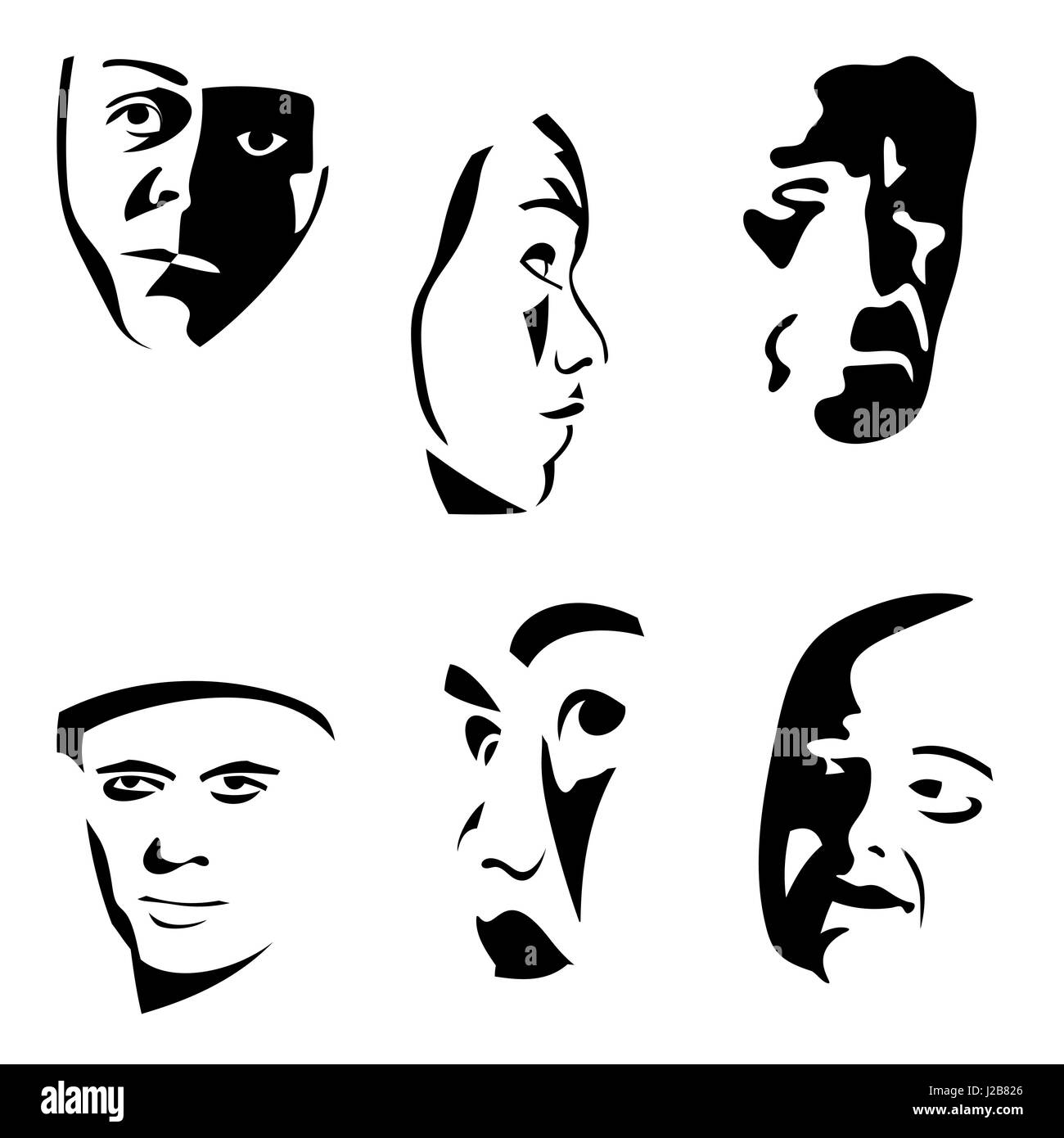 Les visages Masque de peinture. Pas de vraies personnes. Illustration de Vecteur