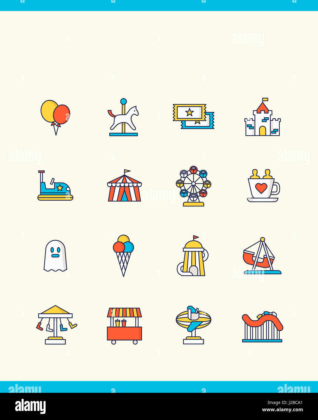 Différentes icônes liées au parc d' Banque D'Images