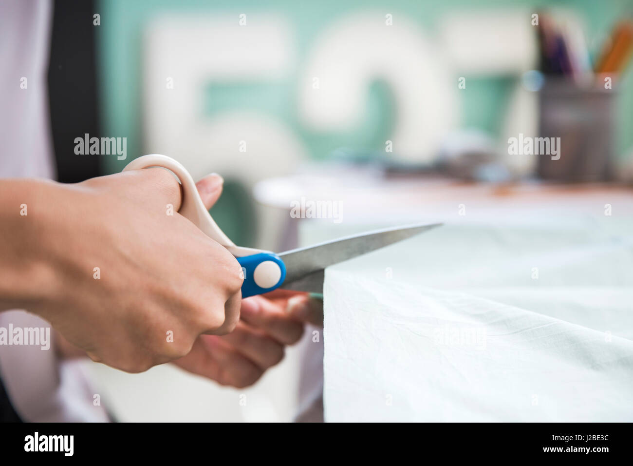 Femme Fashion designer working Banque D'Images