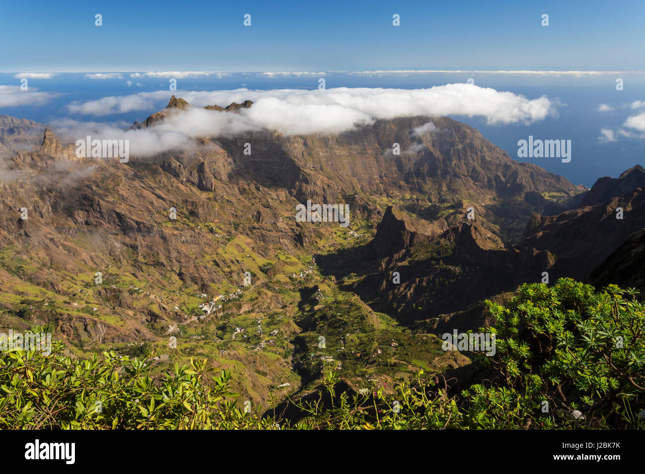 Vue sur la vallée, l'île de Santo Antao, Cap Vert Banque D'Images