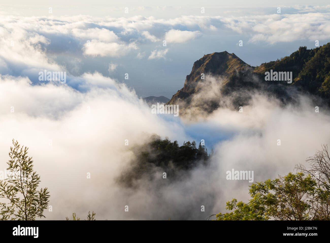 Au-dessus des nuages dans les montagnes, Santo Antao, Cap Vert Banque D'Images