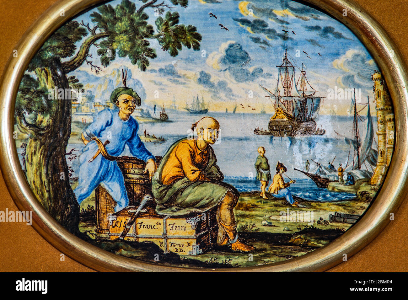 Italie Abruzzes Loreto Aprutino - Musée de la céramique Acerbo Castelli - pêcheur chinois - Francesco Antonio Grue 1686 - 1746 Banque D'Images