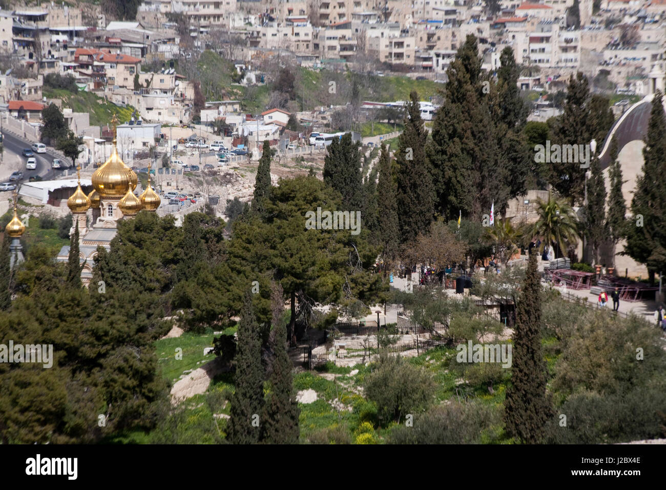 Église de Marie de Magdala sur les pentes du mont des Oliviers, Jérusalem, Israël. Banque D'Images