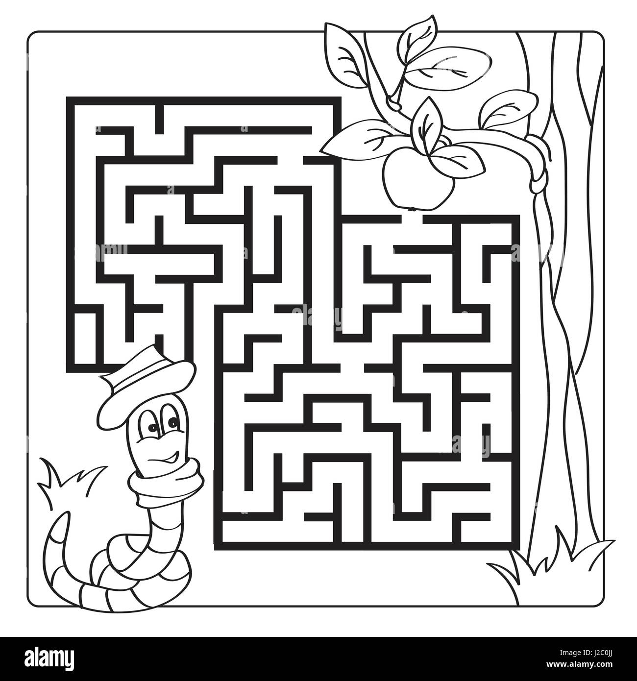 Labyrinthe, labyrinthe pour les enfants. L'entrée et à la sortie. Jeu de puzzle pour enfants - Coloriages Illustration de Vecteur