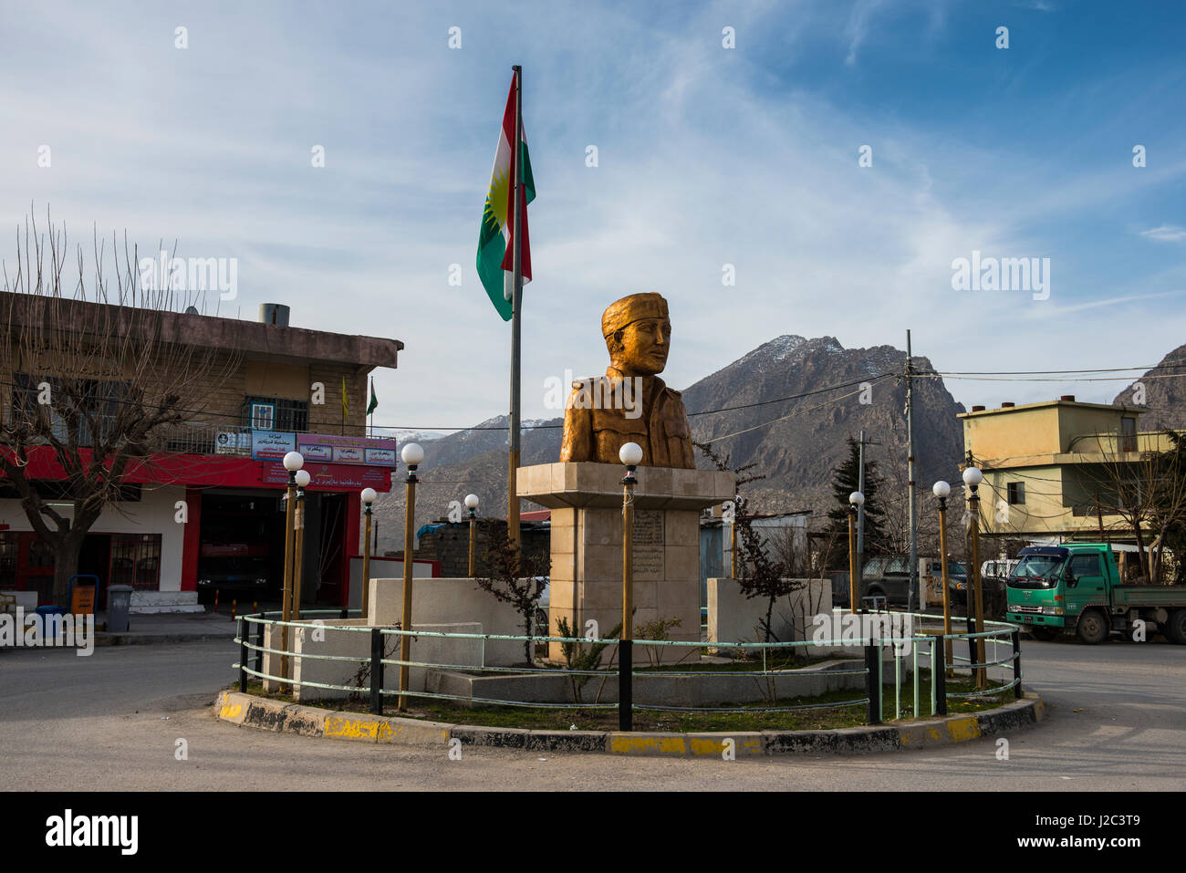 Statue de guerrier dans la ville d'Amadiya, l'Irak, du Kurdistan (grand format formats disponibles) Banque D'Images