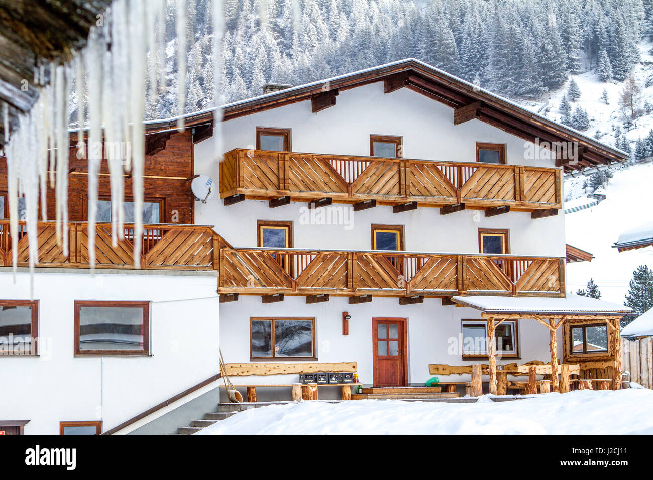 Autriche, Tyrol, Imst, loisirs Ski à Sankt Leonhard im Pitztal, l'auberge, commune française Enzenstall 128 dans la neige Banque D'Images