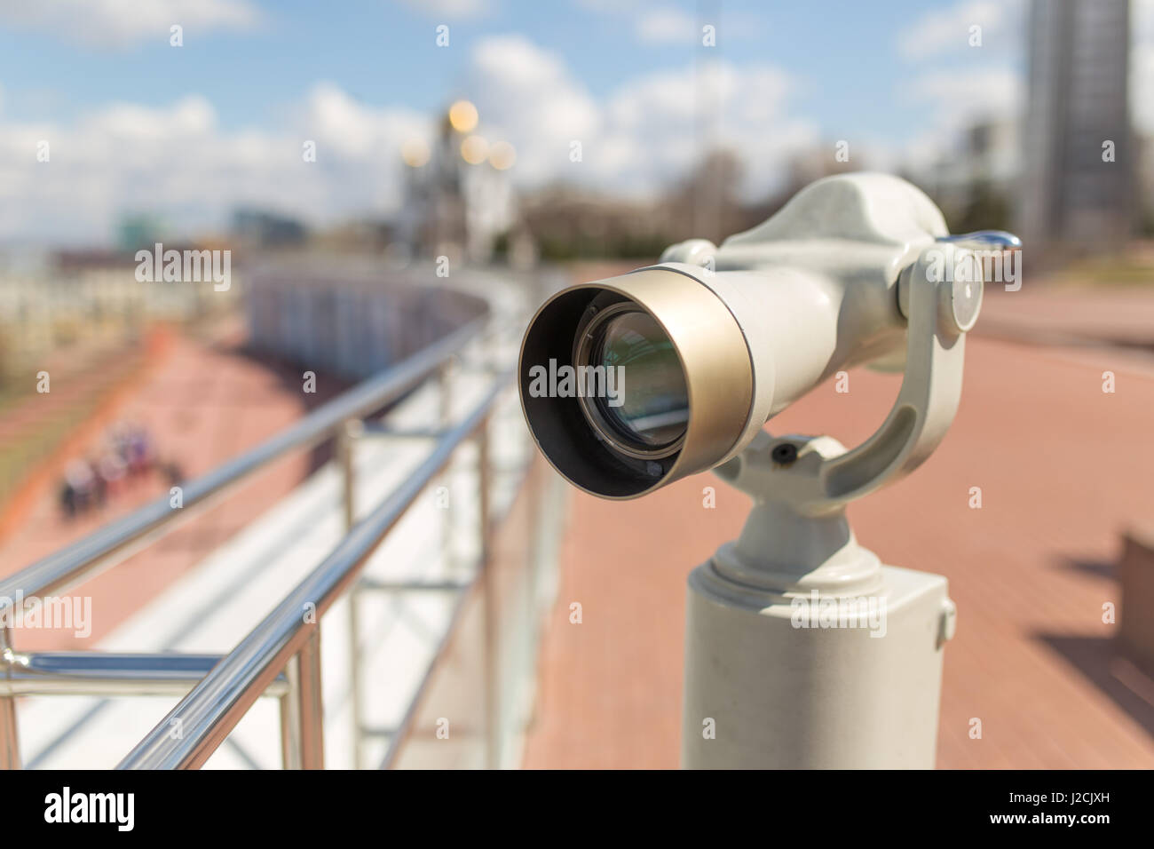 Observation jumelles en stationnaire sity close up Banque D'Images