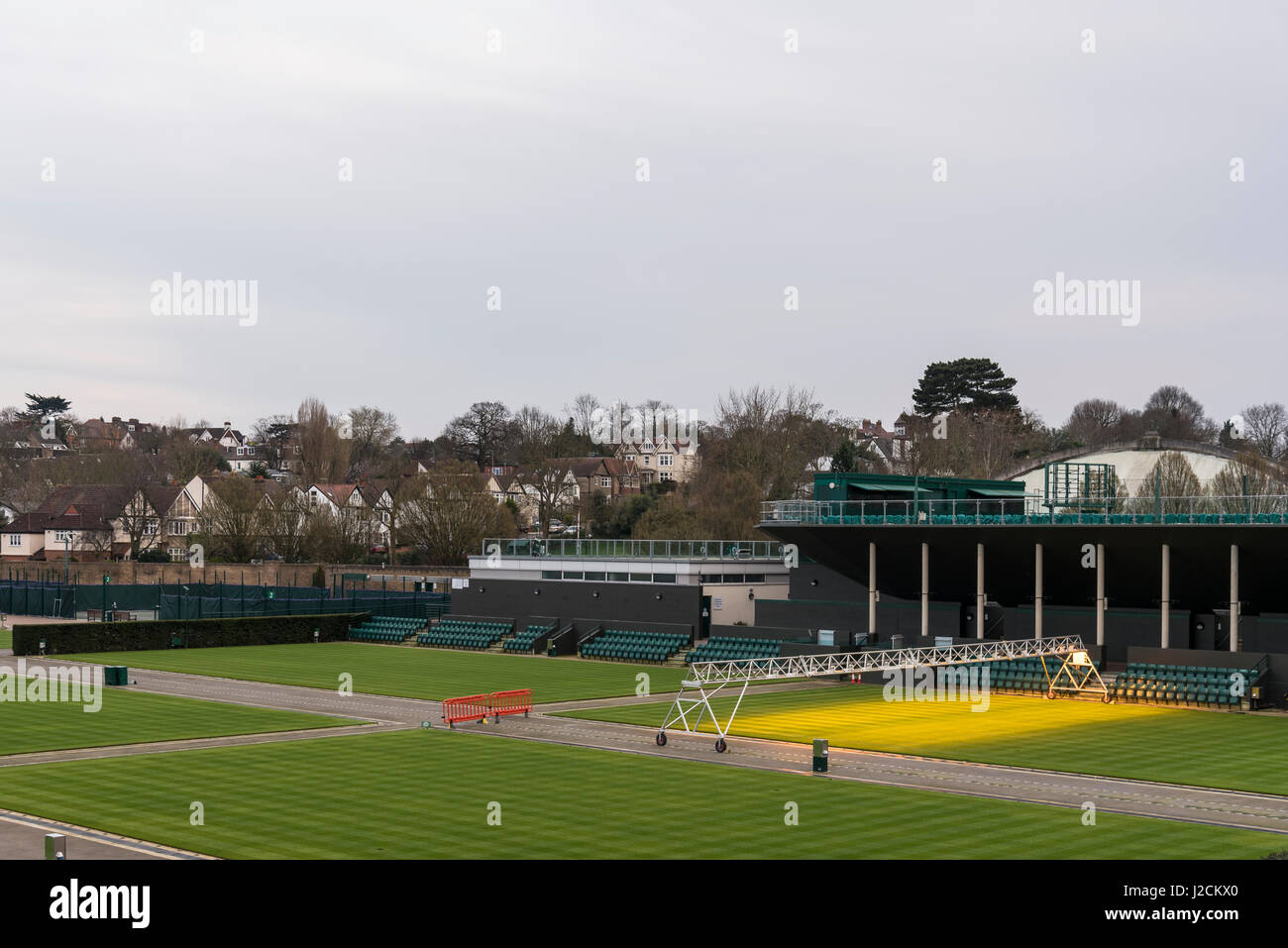 La croissance de l'herbe à l'All England Lawn Tennis et croquet Club Banque D'Images