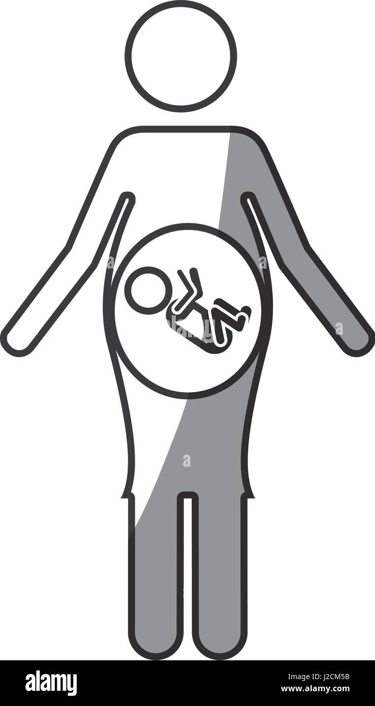 Silhouette Gris Avec Pictogramme Femme Enceinte Avec Bebe Figure A L Interieur Image Vectorielle Stock Alamy