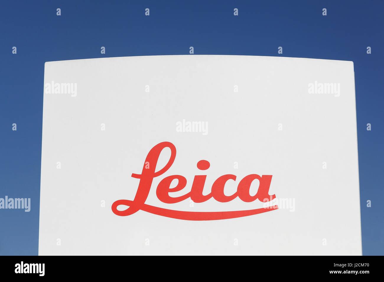 Odense, Danemark - 9 Avril 2017 : Leica signe sur un panneau. Leica est un fabricant allemand de l'entreprise et de l'optique de Leica Banque D'Images