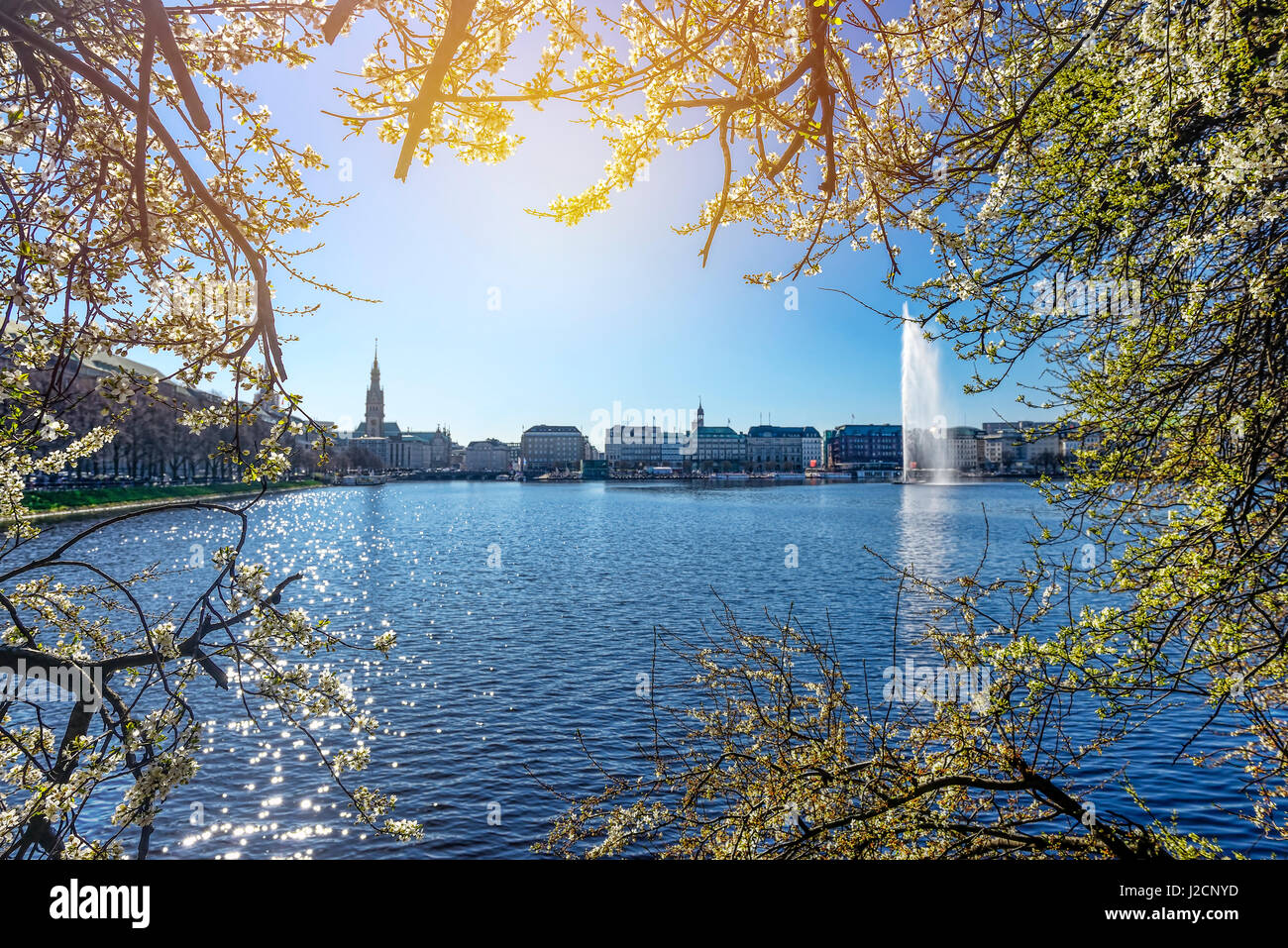 Lac Inner Alster à Hambourg, Allemagne Banque D'Images