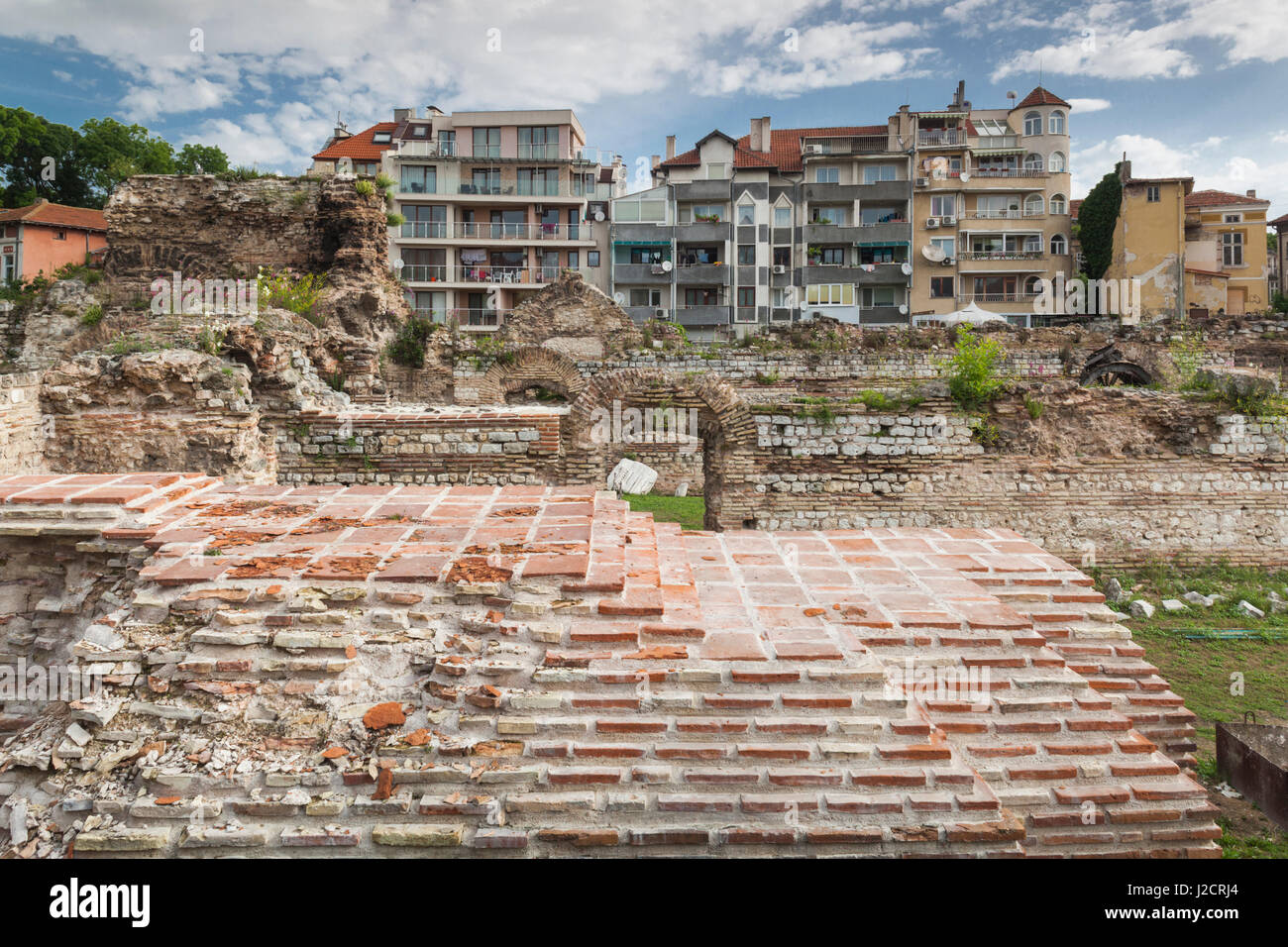 La Bulgarie, la côte de la mer Noire, Varna, ruines de l'époque romaine des bains chauffés thermique Banque D'Images