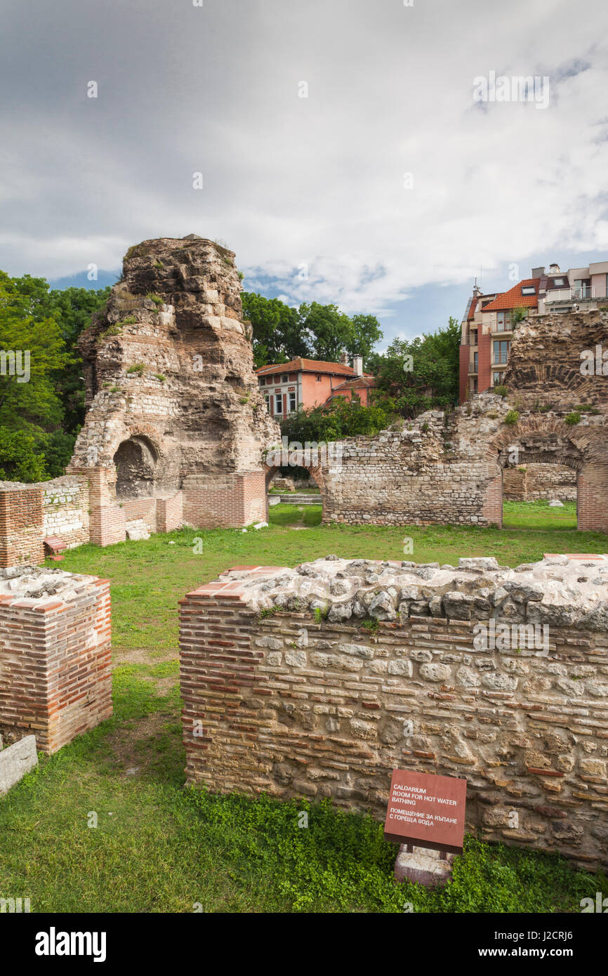 La Bulgarie, la côte de la mer Noire, Varna, ruines de l'époque romaine des bains chauffés thermique Banque D'Images