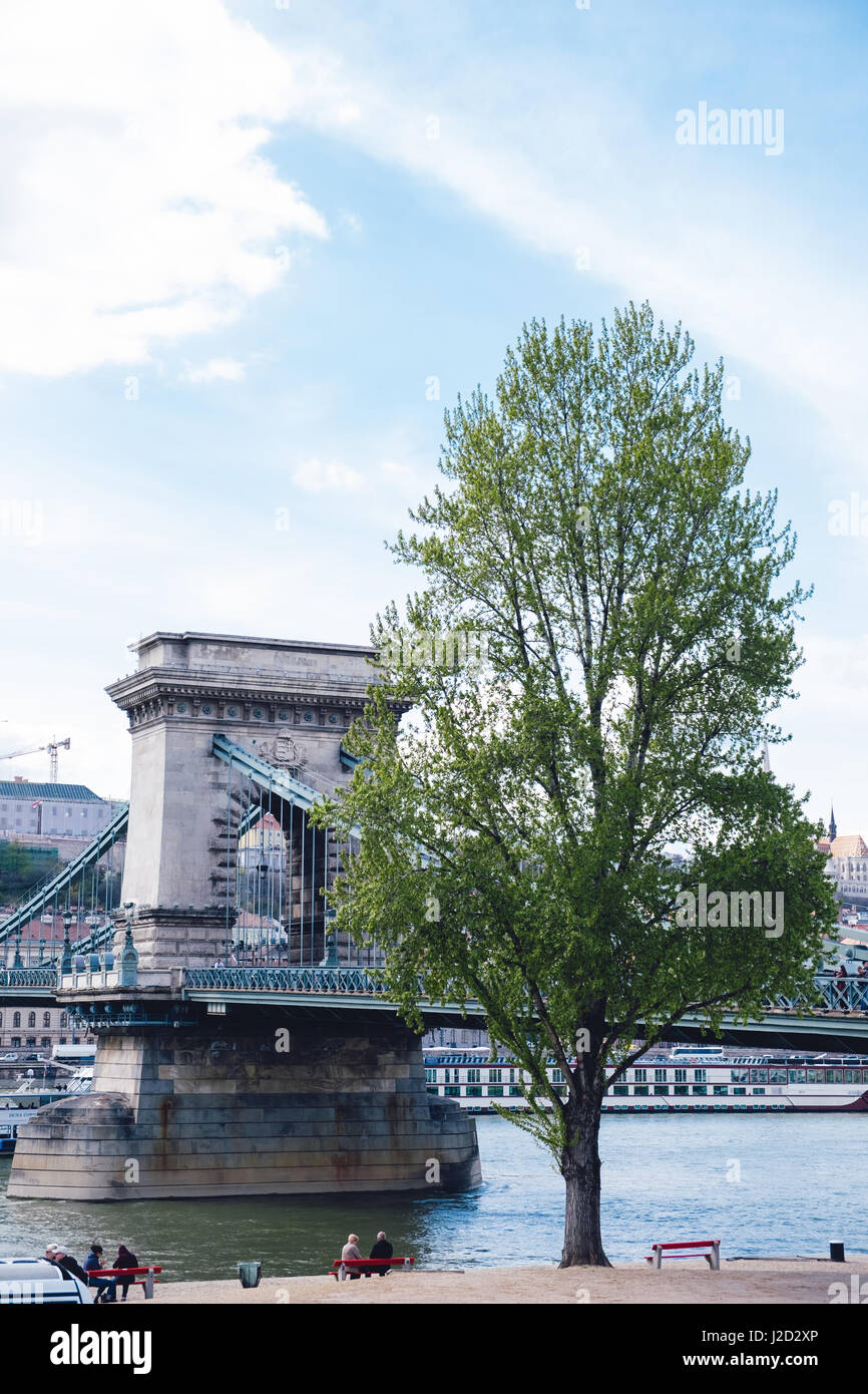 Pont des chaînes de Budapest. Banque D'Images