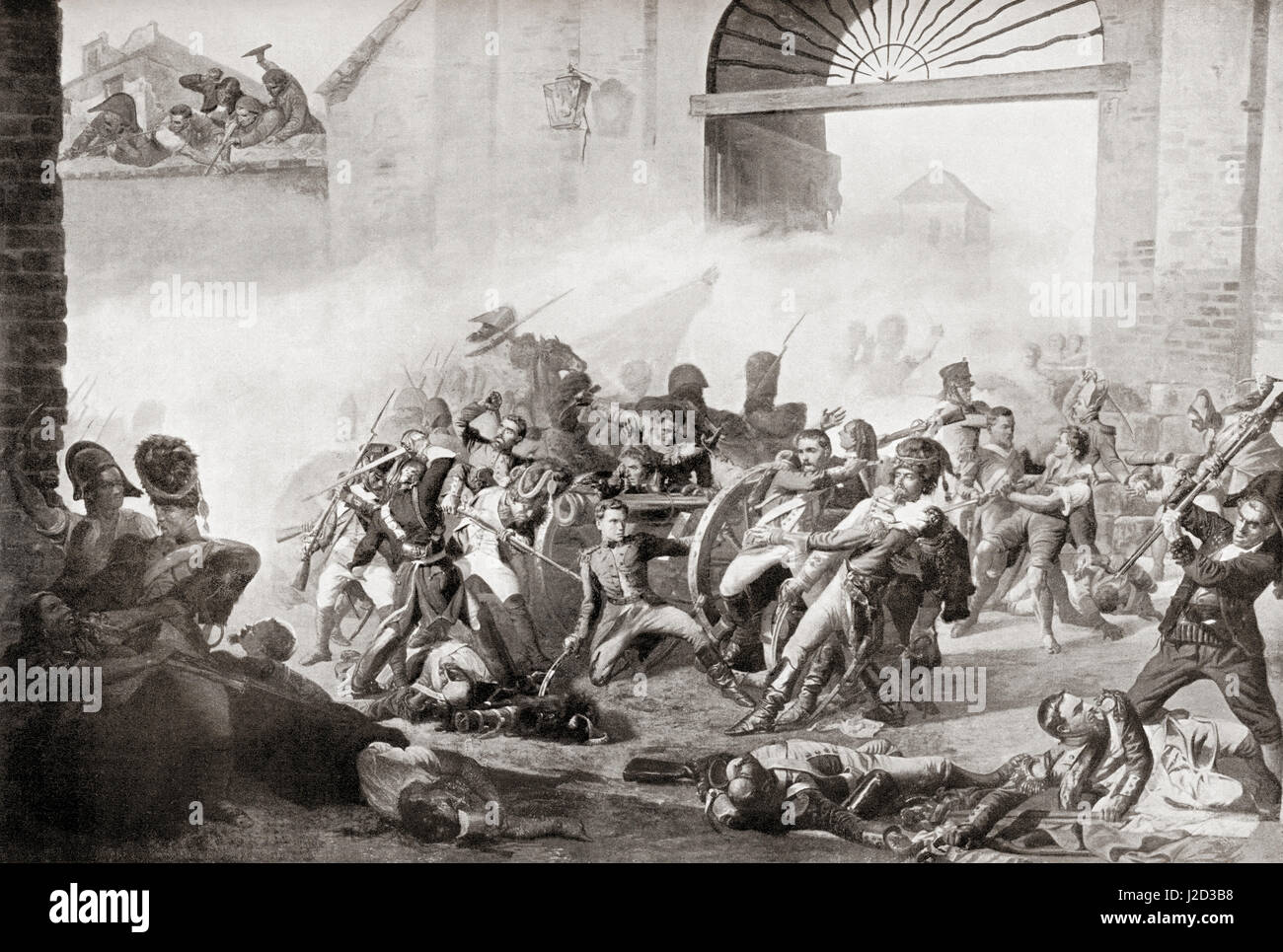 L'insurrection à Madrid, Espagne, 2 mai 1808 quand les citoyens se révoltèrent contre l'occupation française. Les défenseurs de Monteleón font leur dernier combat. L'histoire de Hutchinson de l'ONU, publié en 1915. Banque D'Images