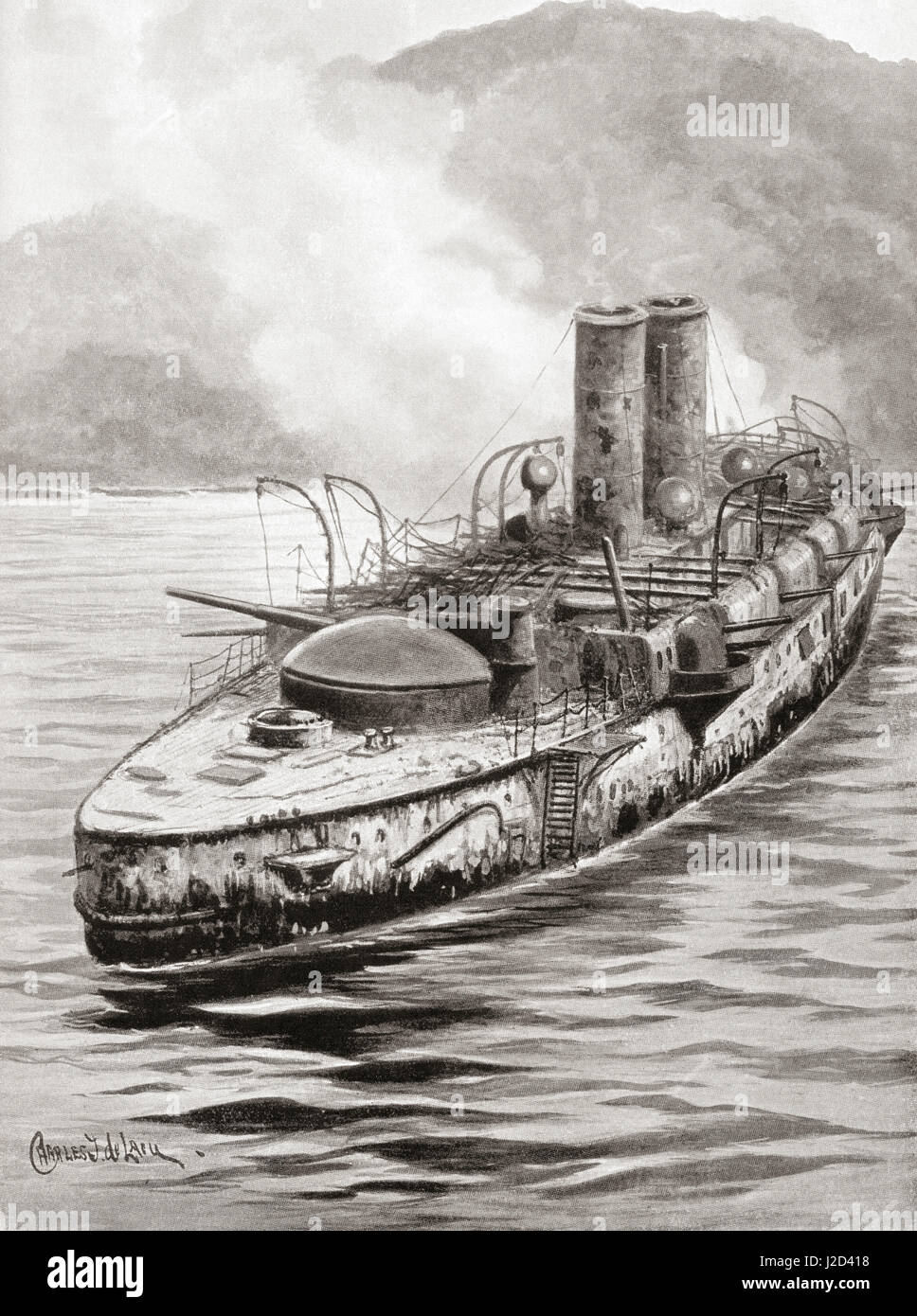 Le cuirassé espagnol Oquendo vu ici après l'engagement naval à la baie de Manille, au cours de la guerre hispano-américaine de 1898. L'histoire de Hutchinson de l'ONU, publié en 1915. Banque D'Images