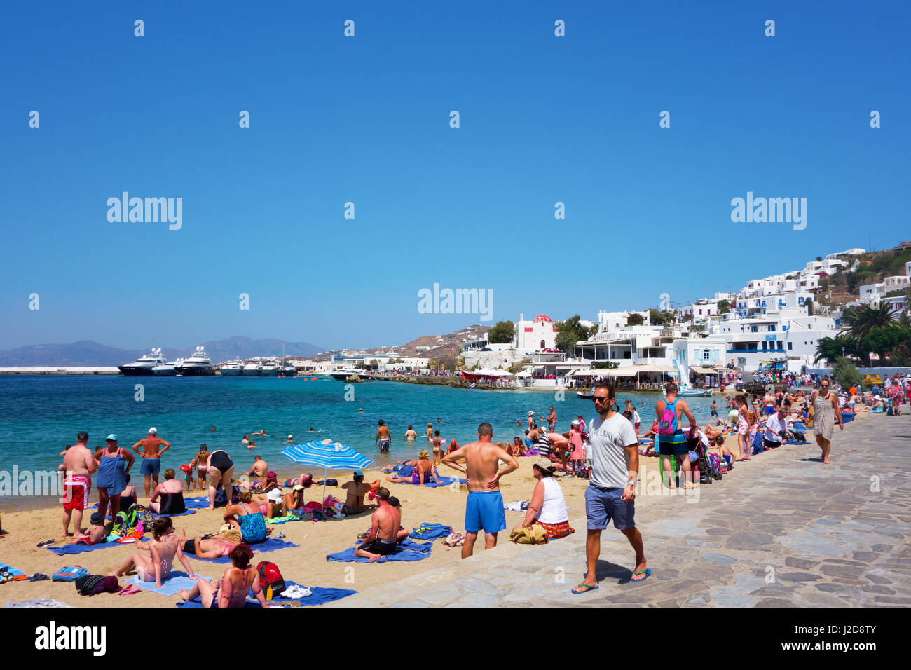 Dans et autour de la capitale grecque ville de Mykonos (Chora) sur l'île grecque de Mykonos (l'île des vents). Une partie des Cyclades. Banque D'Images