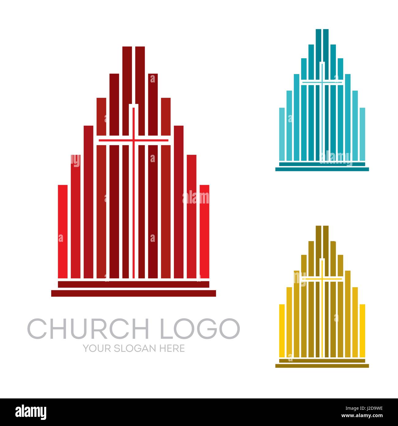 Logo de l'église. Symboles chrétiens. L'autel et la croix du Christ. Illustration de Vecteur