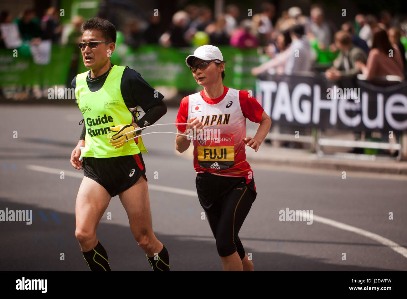 Yumiko Fuji du Japon, en compétition dans le monde du Marathon de Londres 2017 Para Athletic Coupe du monde. Elle a fini 4e dans un temps de 03:24:39 Banque D'Images