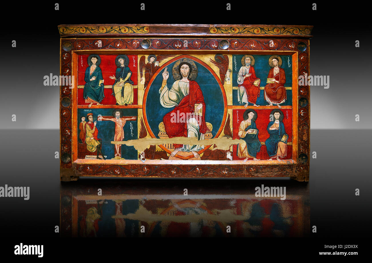 L'autel roman avant de Baltarga autour de 1200, Tempera sur bois avec ornamention métallique de l'église de Saint Andreu (Andrew) de Baltarga, Ca Banque D'Images