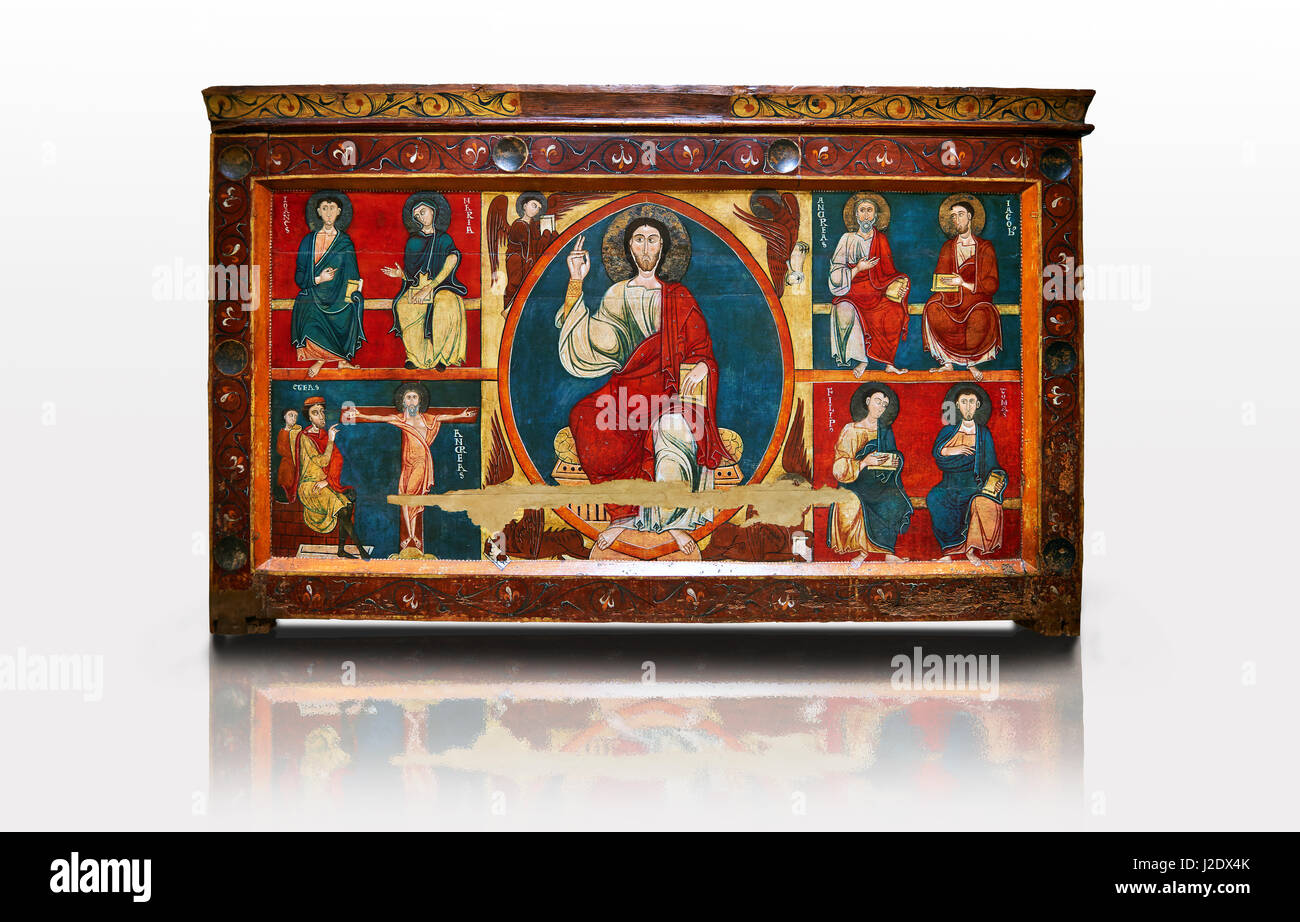 L'autel roman avant de Baltarga autour de 1200, Tempera sur bois avec ornamention métallique de l'église de Saint Andreu (Andrew) de Baltarga, Ca Banque D'Images