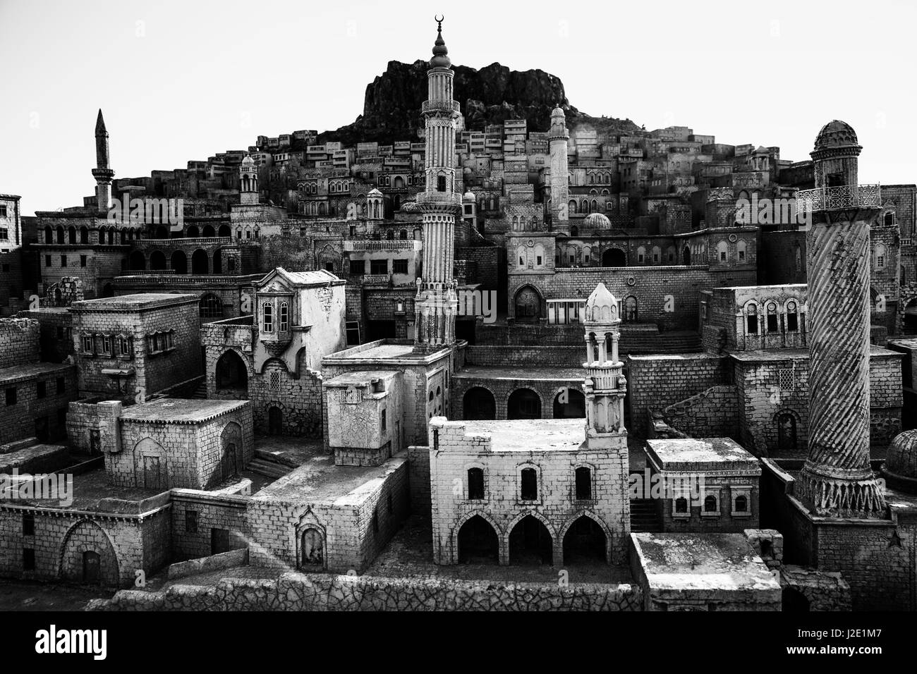 Modèle représentant la vieille ville de Mardin rock maisons et château en Miniaturk, Istanbul. Miniaturk est un parc miniature situé à Istanbul. Banque D'Images