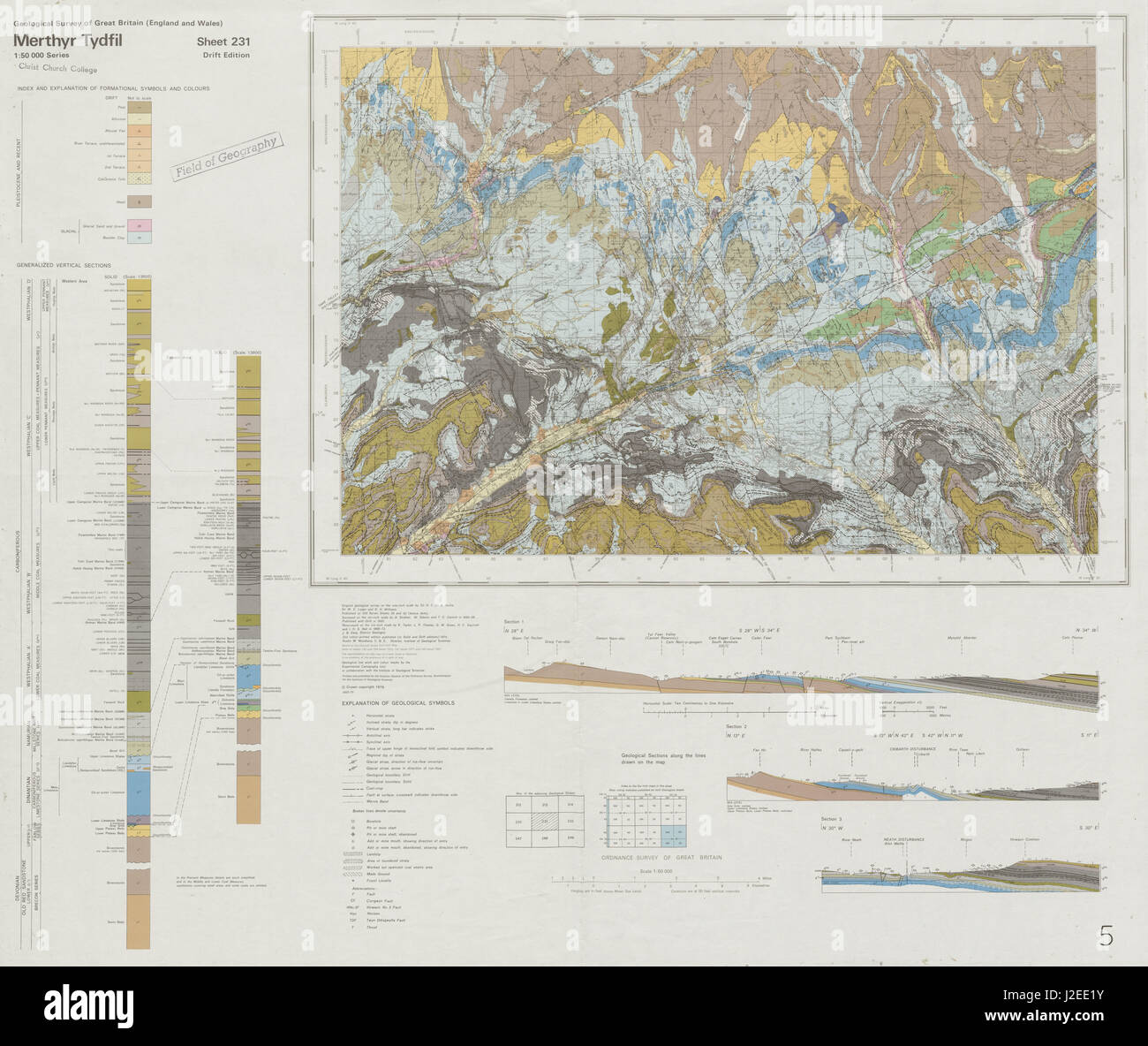 Merthyr Tydfil. Commission géologique du site. 231 feuilles. Pays de Galles Brecon Beacons, 1979 Banque D'Images