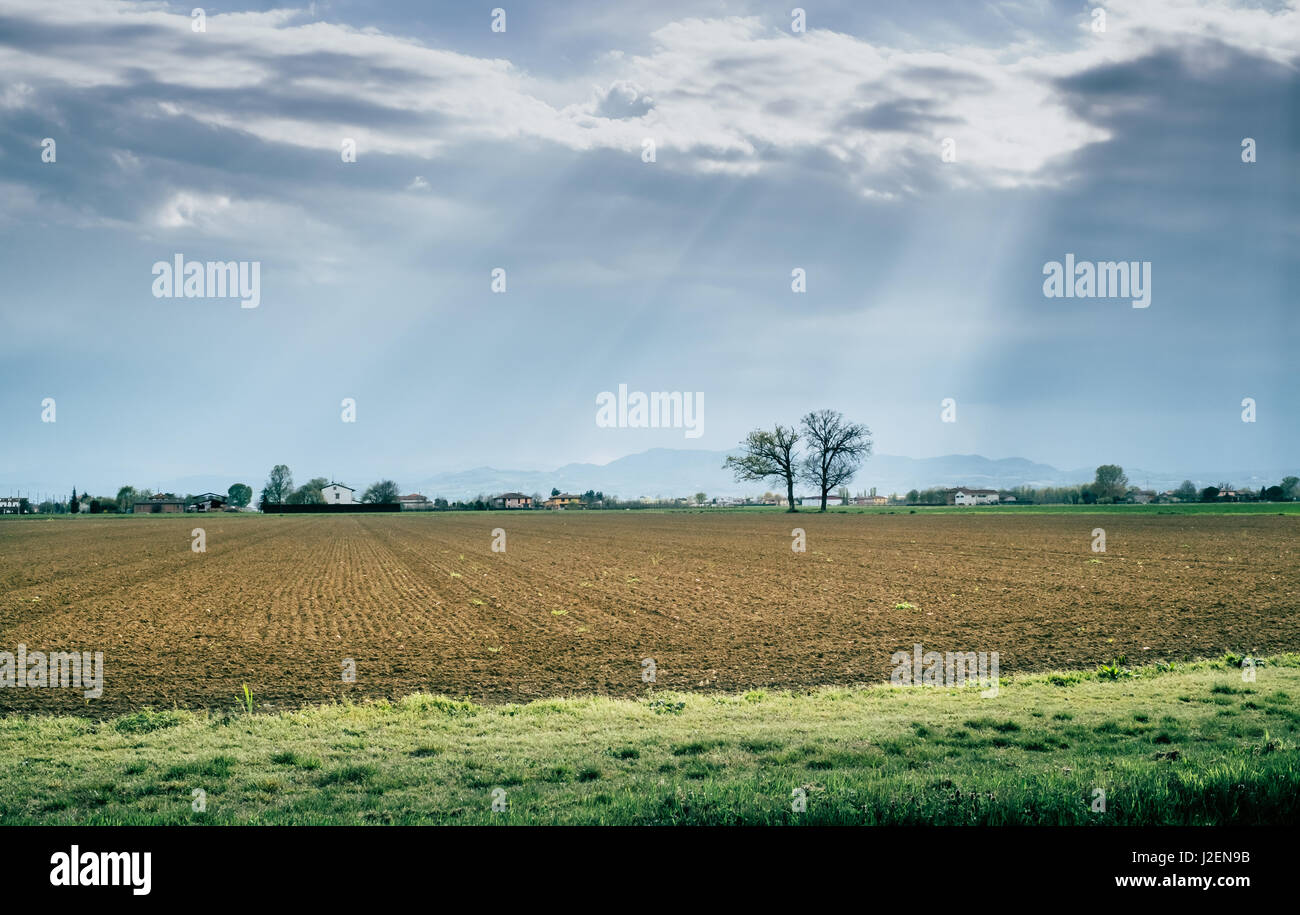 Les terres cultivées de la vallée du Pô. Bologne Italie Banque D'Images