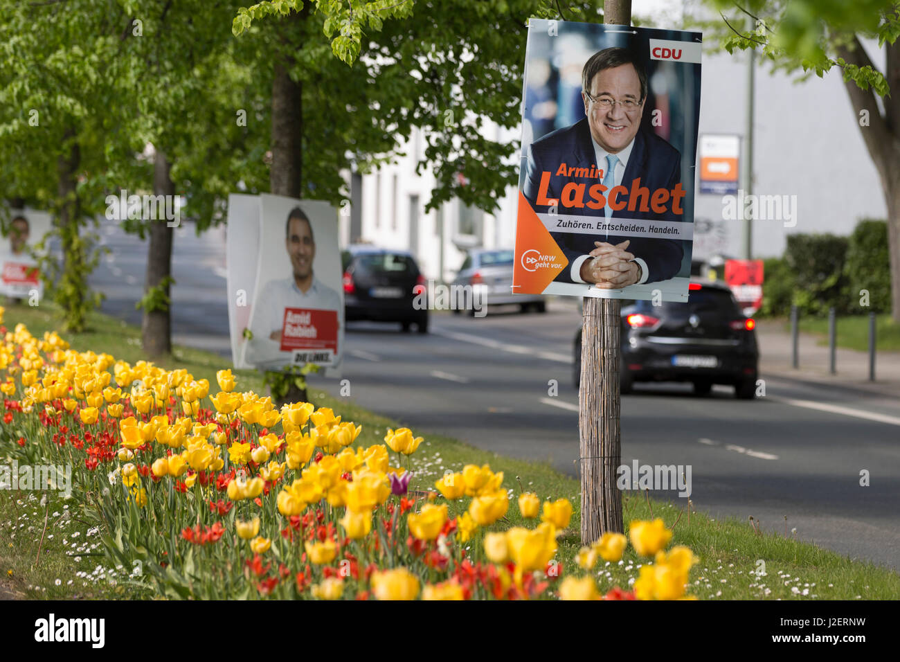 Élection d'État en Rhénanie du Nord-Westphalie, candidat CDU Armin Laschet, Bochum, Allemagne. Banque D'Images Élection d'État en Rhénanie du Nord-Westphalie, candidat CDU Armin Laschet, Bochum, Allemagne. Banque D'Images