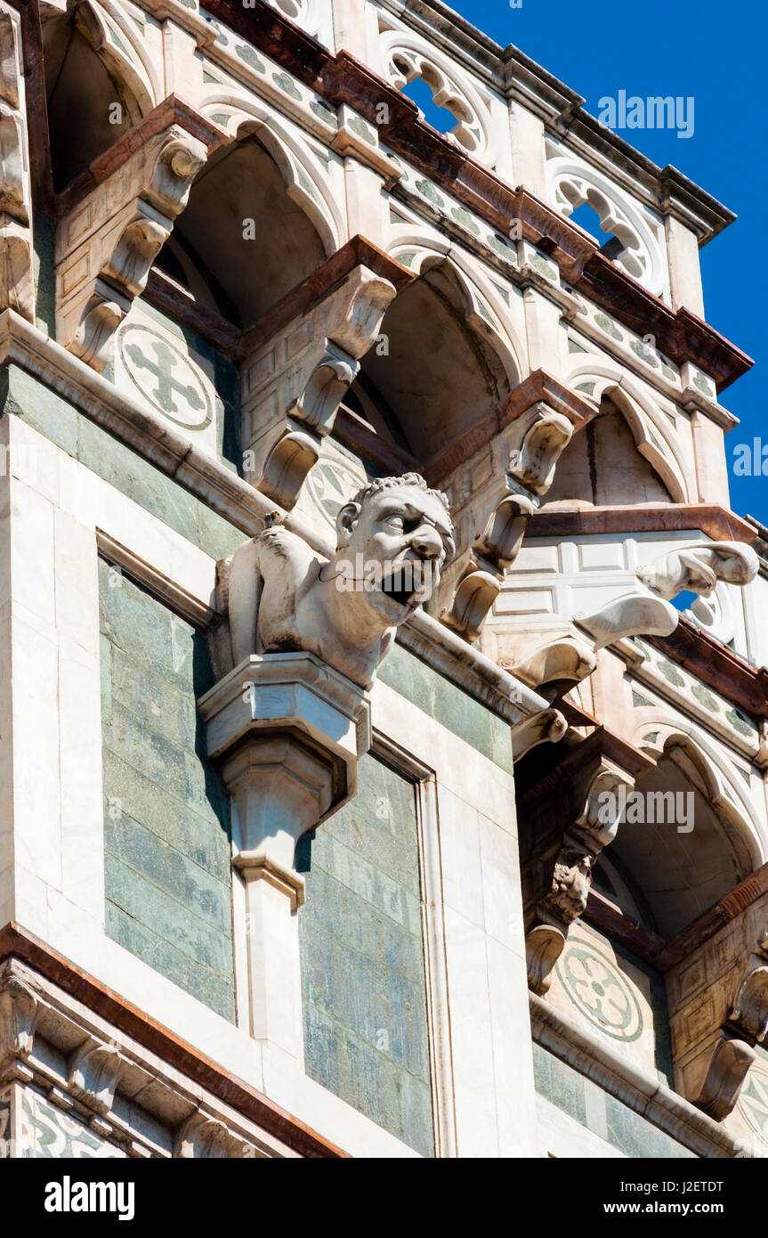 Gargoyle, Détail de la toiture de la cathédrale de Santa Maria del Fiore ou Duomo di Firenze, Florence, UNESCO World Heritage Site, Toscane, Italie Banque D'Images