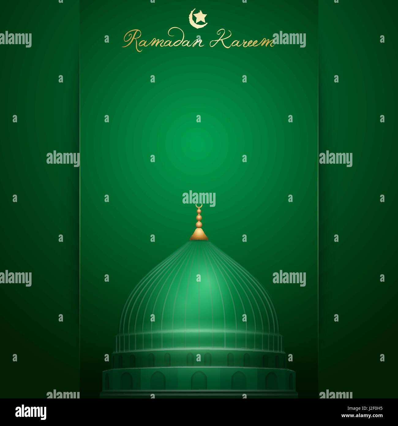 Ramadan Kareem conception islamique de souhaits dôme vert de la mosquée du Prophète Illustration de Vecteur