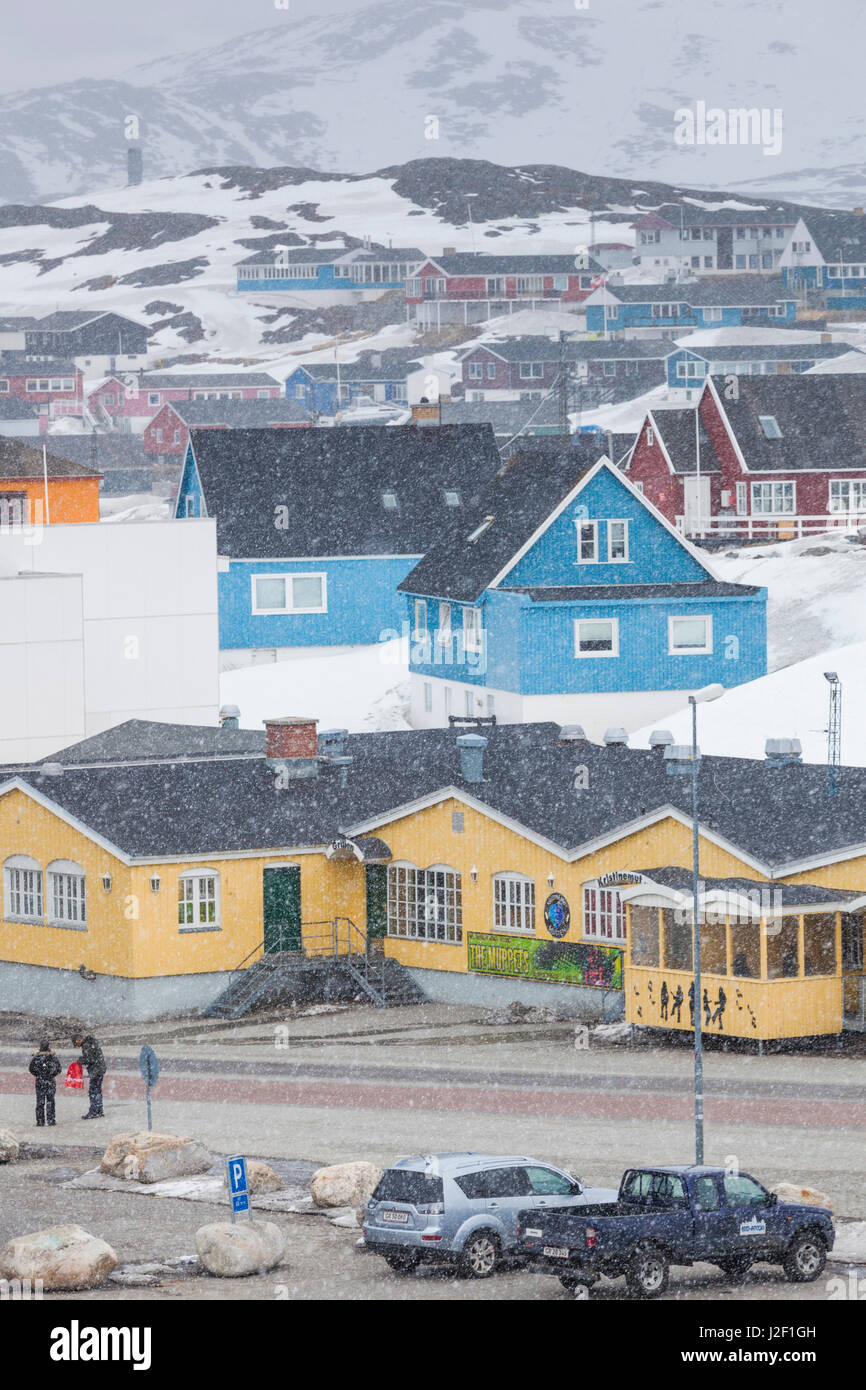 Le Groenland, Nuuk Nuuk centrale, sous la neige Banque D'Images