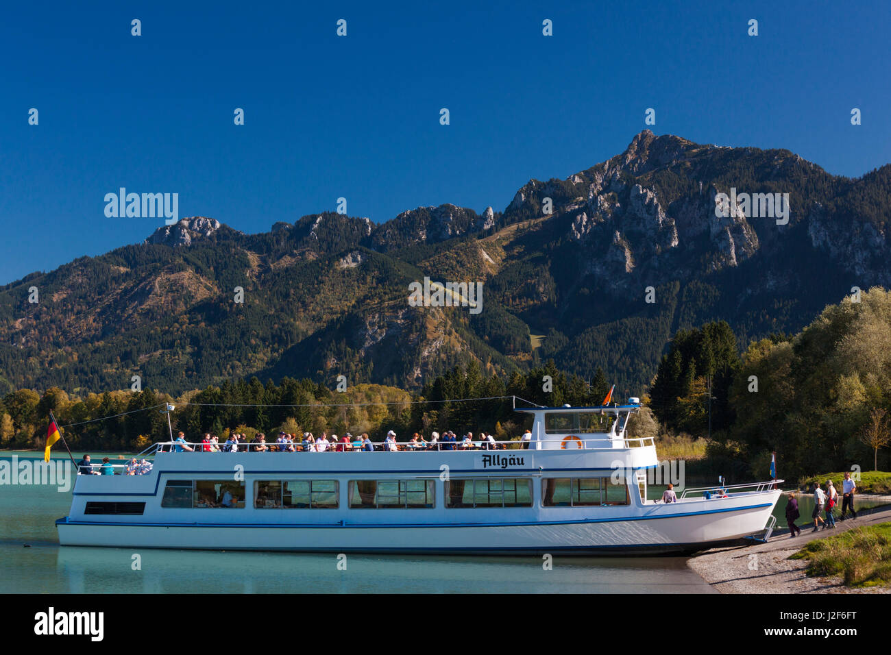 Allemagne, Bavière, Fussen, lac Lac Forggensee, bateau de croisière Banque D'Images