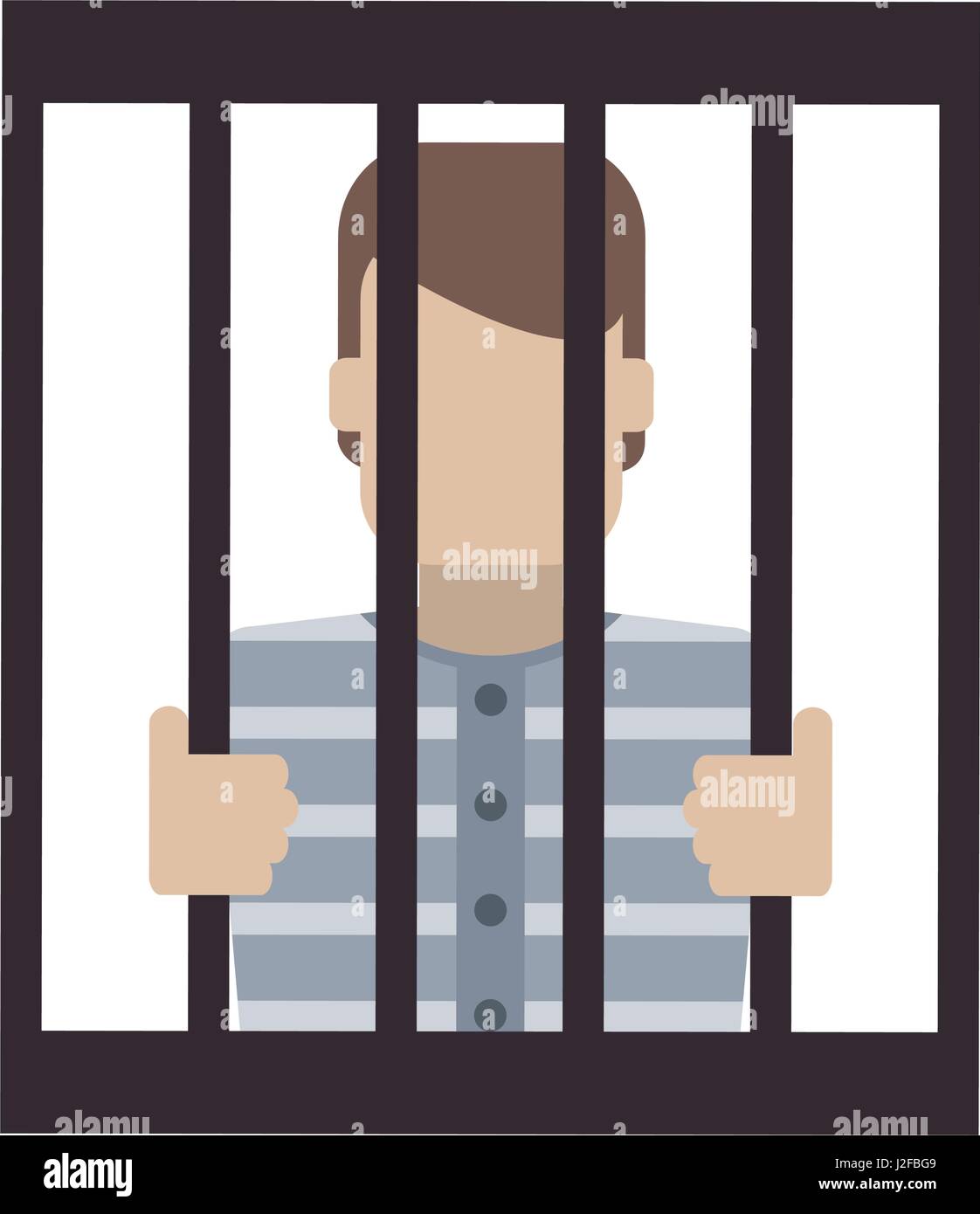 Homme prisonnier derrière les barreaux droit Illustration de Vecteur