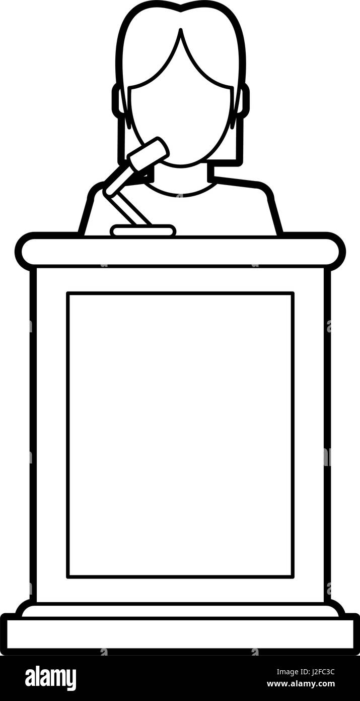 Femme parlant au podium de droit Illustration de Vecteur