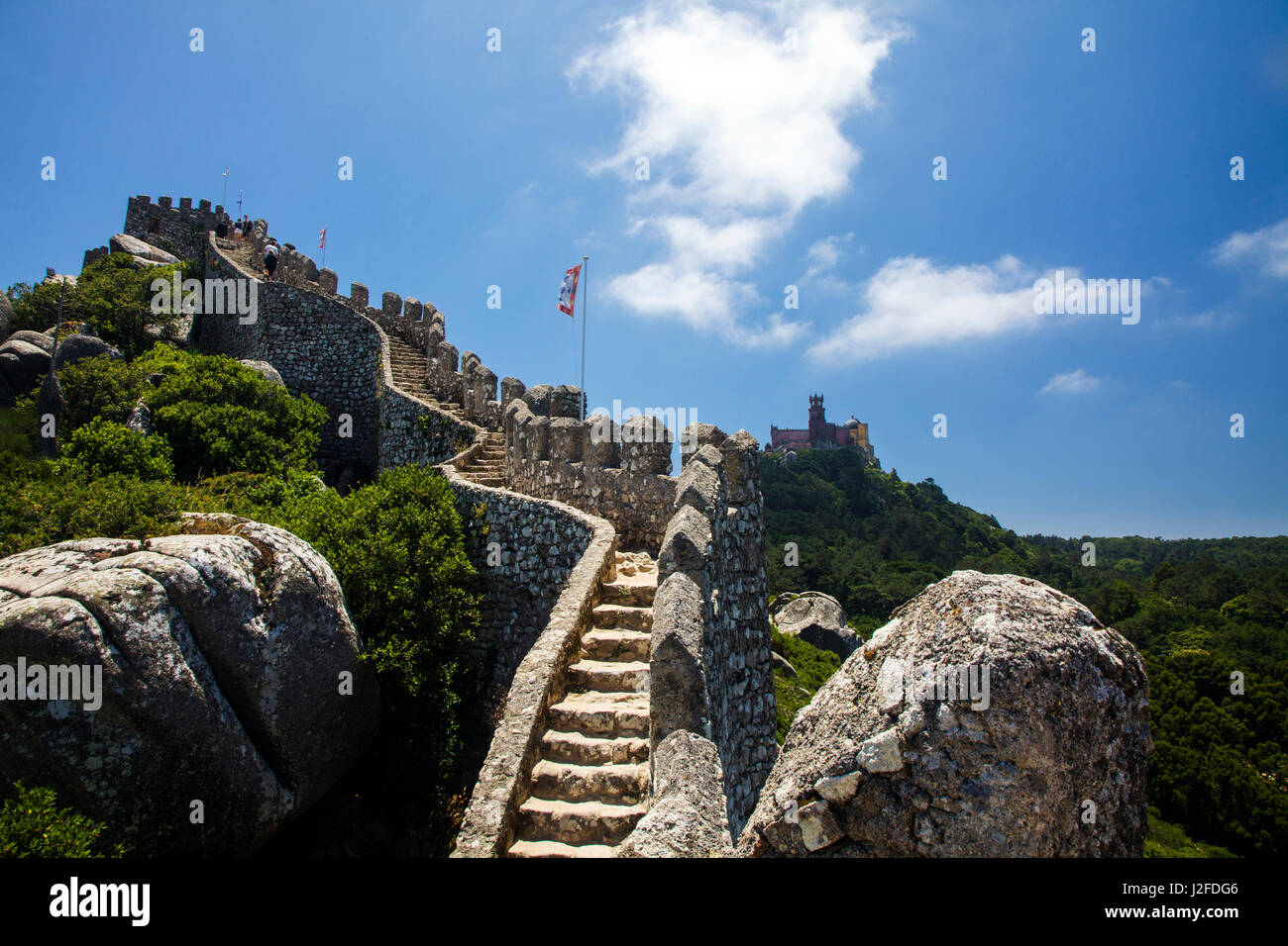 Le Portugal, Sintra, Castelo dos Mouros et Quinta da Regaleira Banque D'Images