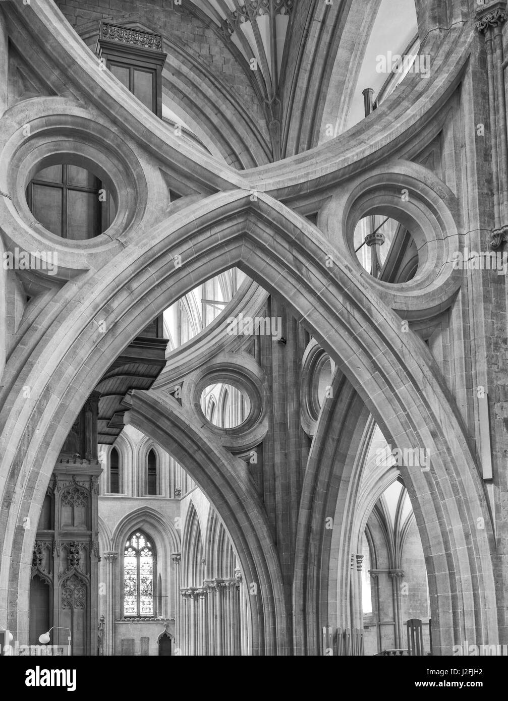 Wells Cathedral et Wells, transept, Angleterre Banque D'Images
